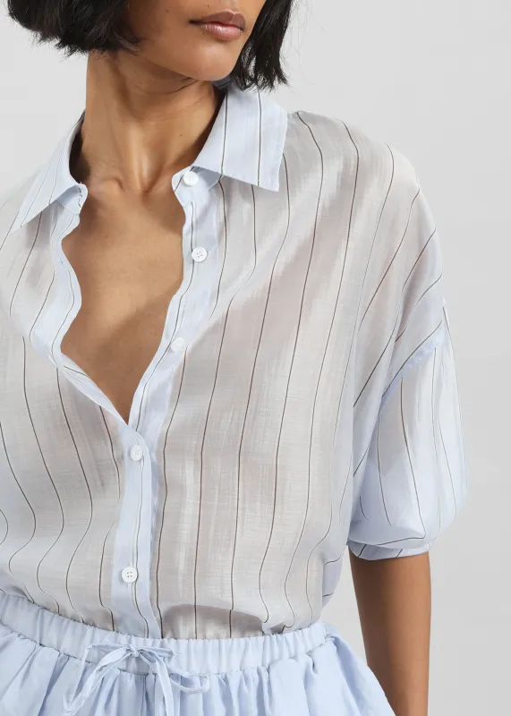 Vranor Light Sheer Shirt - Light Blue/Black Stripe sold by Frankie Shop