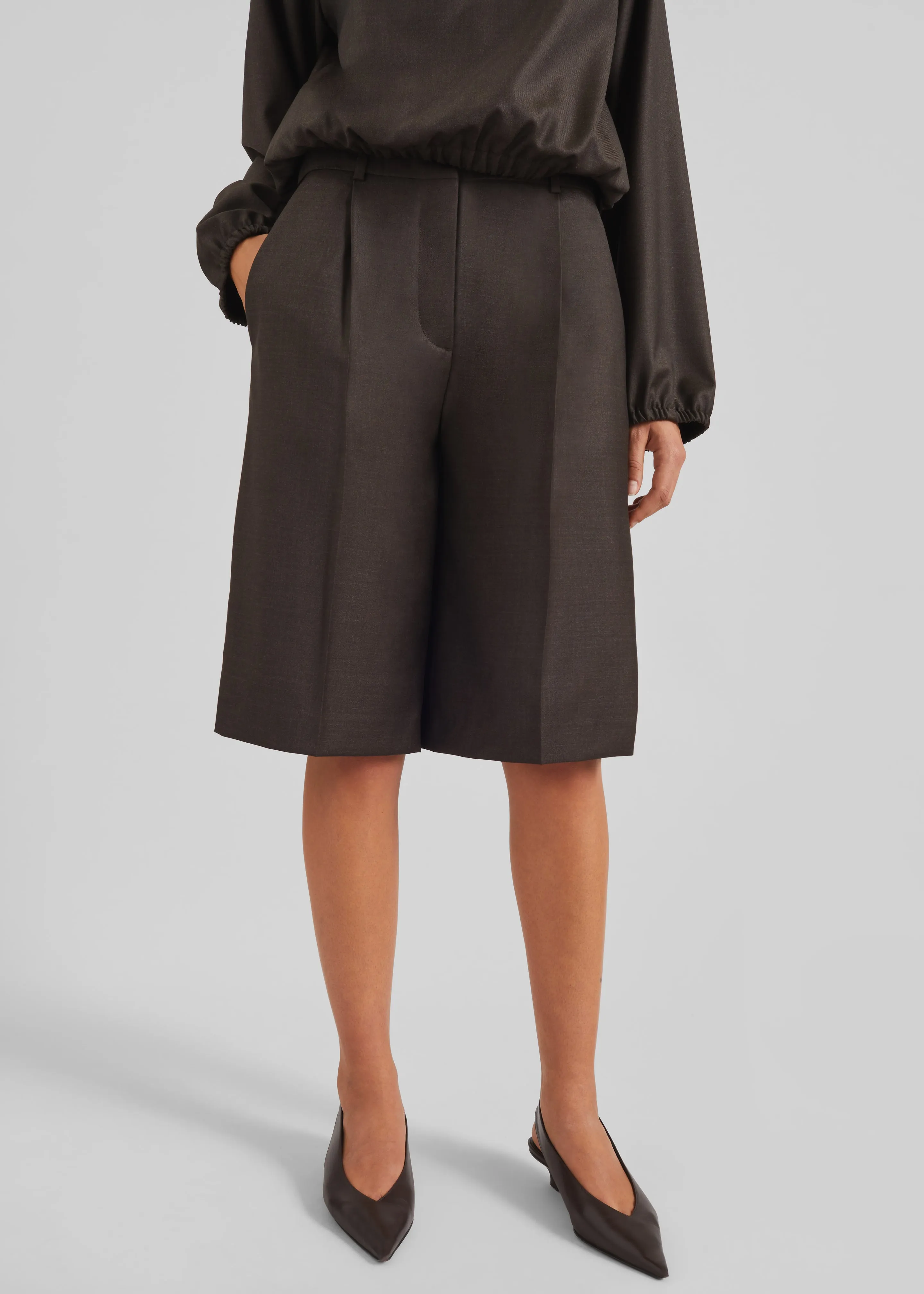 Loulou de Saison Adler Knee-Length Bermudas - Grizzly sold by Frankie Shop