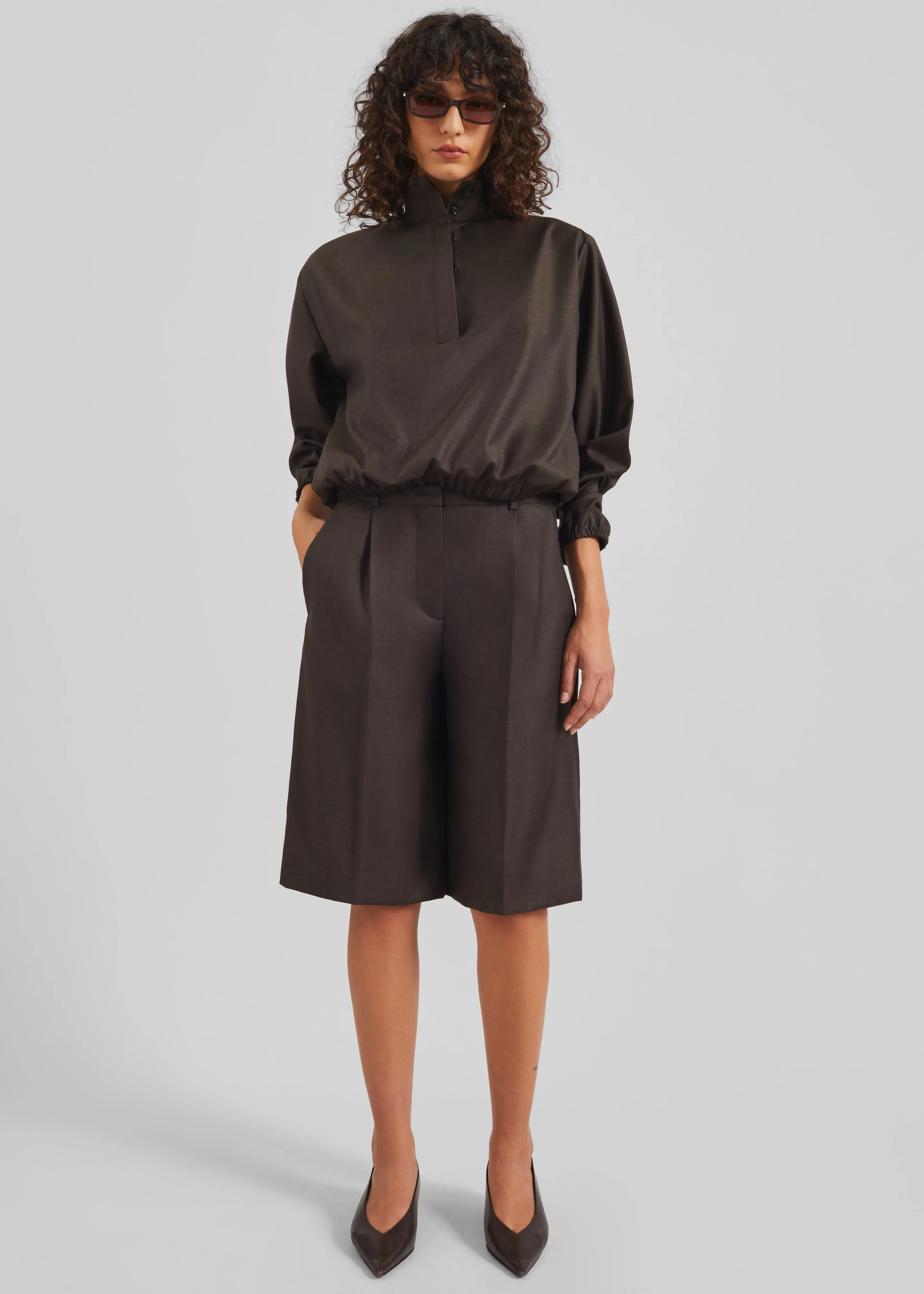 Loulou de Saison Zyla Stand Collar Jacket - Grizzly sold by Frankie Shop product image thumbnail 4