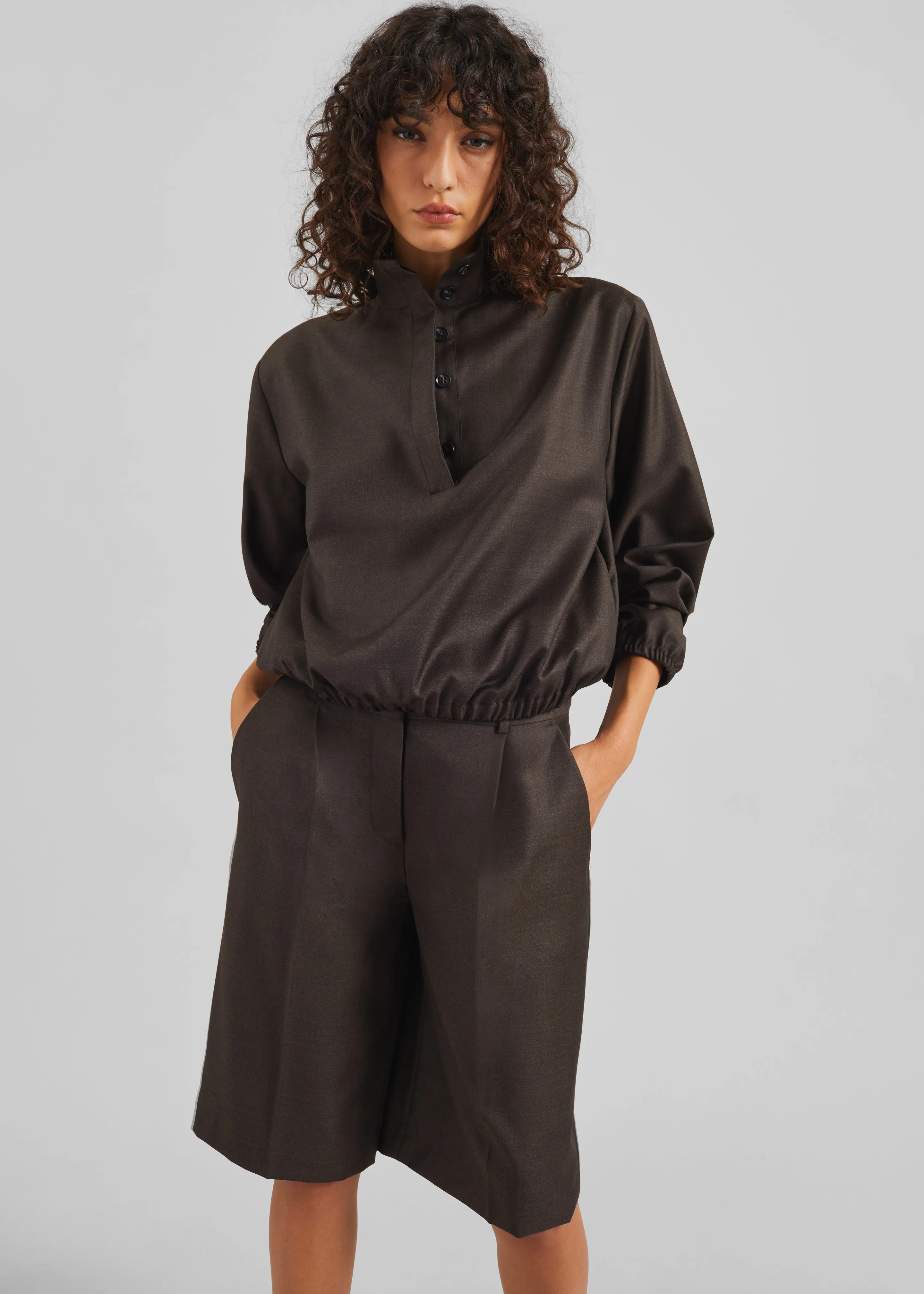 Loulou de Saison Zyla Stand Collar Jacket - Grizzly sold by Frankie Shop product image thumbnail 2
