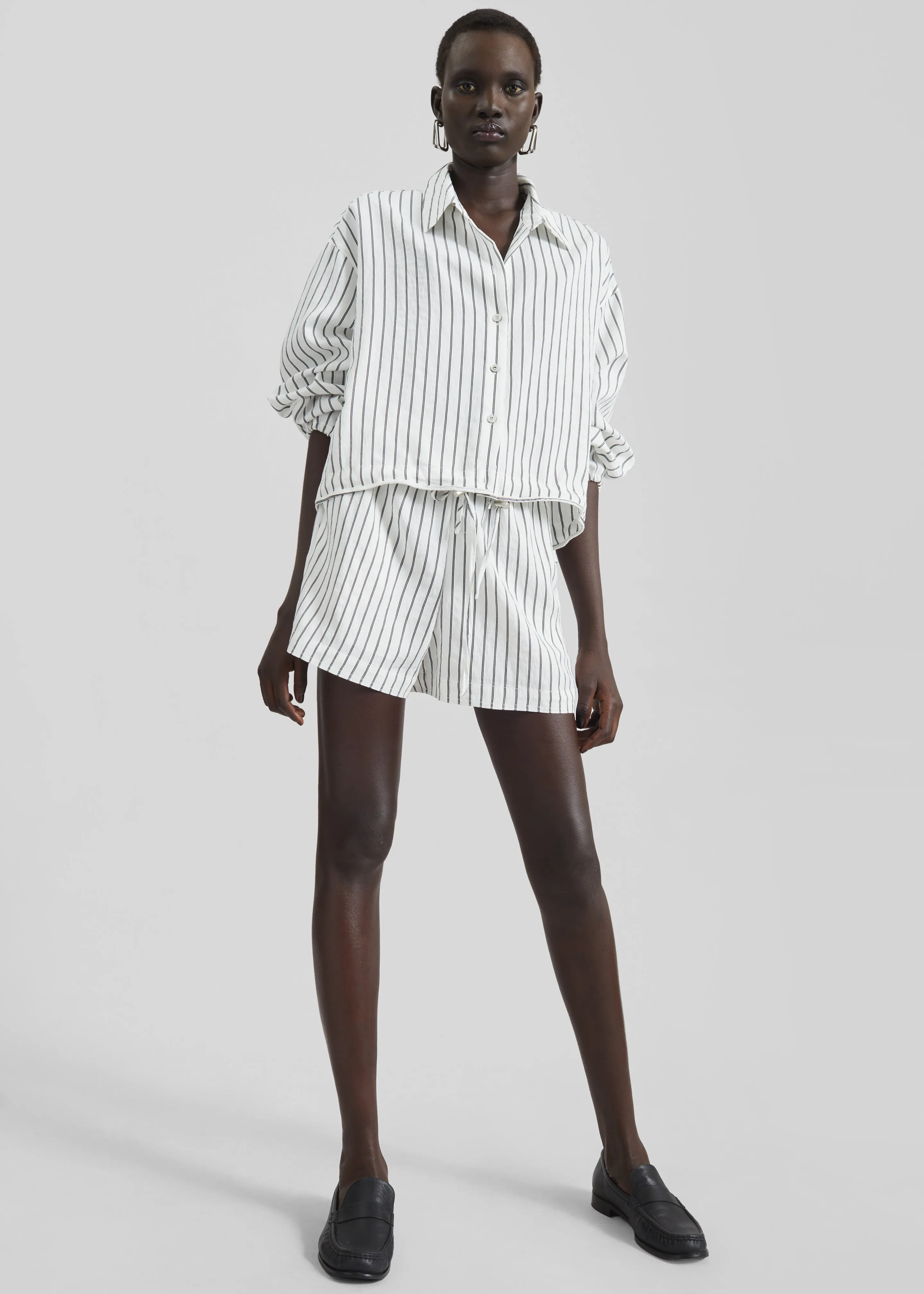 Manisa Mini Shorts - White/Black Stripe sold by Frankie Shop