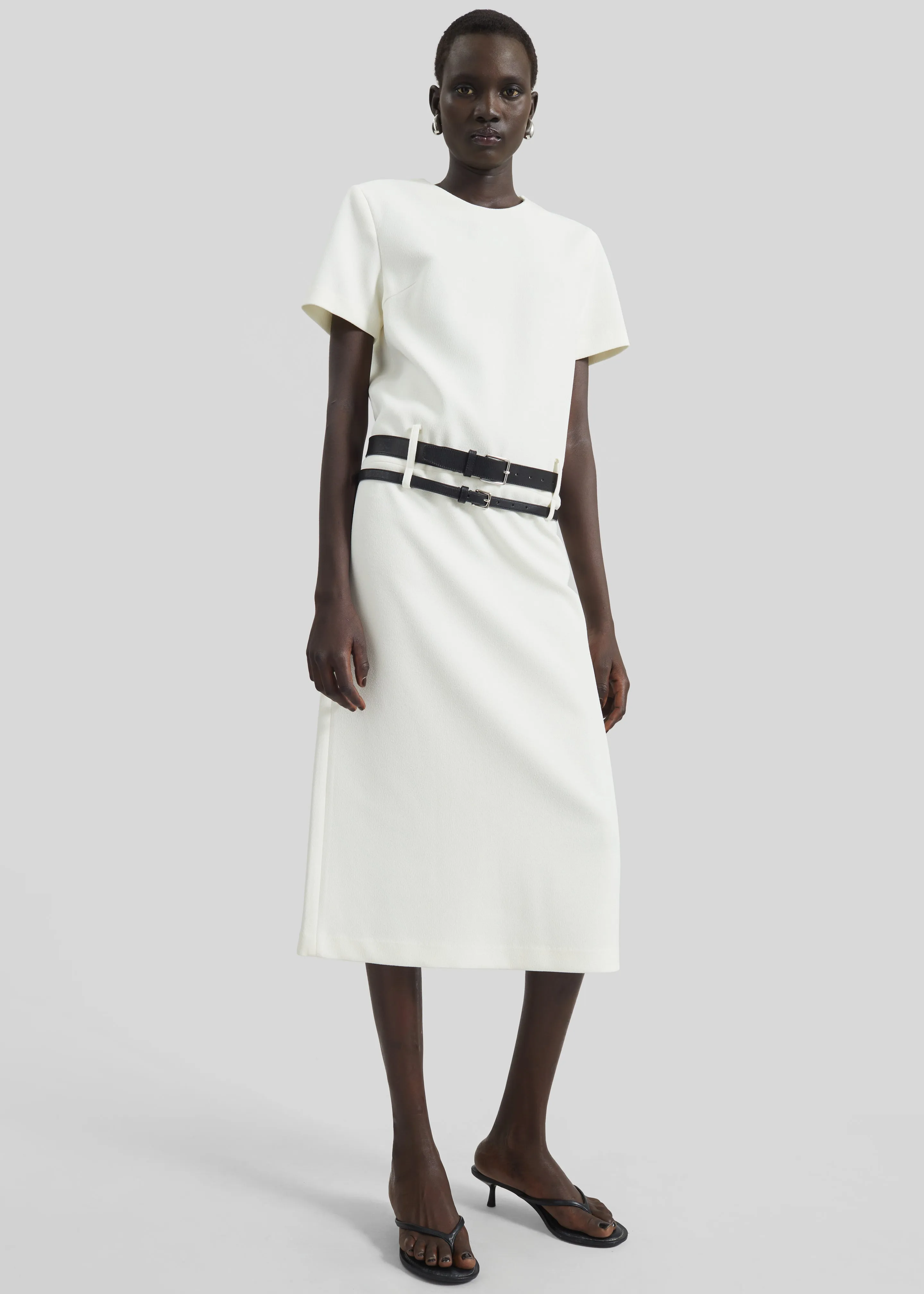 Kaniva Double Belt Loop Midi Dress - Ivory sold by Frankie Shop product image thumbnail 4