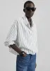 Manisa Cropped Drawstring Shirt - White/Black Stripe sold by Frankie Shop