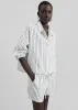 Manisa Cropped Drawstring Shirt - White/Black Stripe sold by Frankie Shop