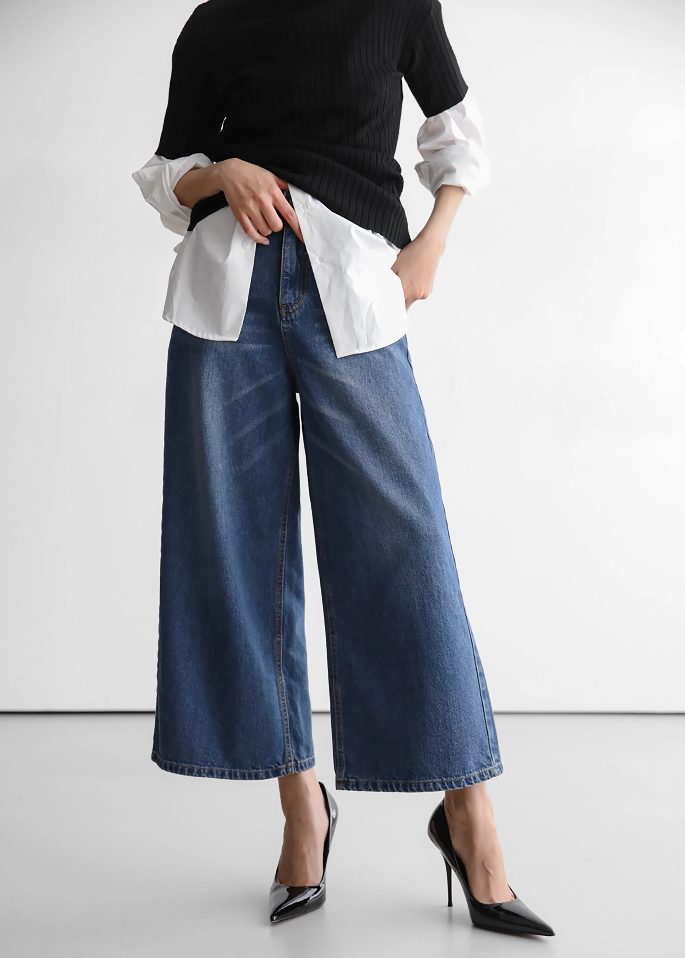 Besdon Denim Culottes - Medium Wash sold by Frankie Shop product image thumbnail 3