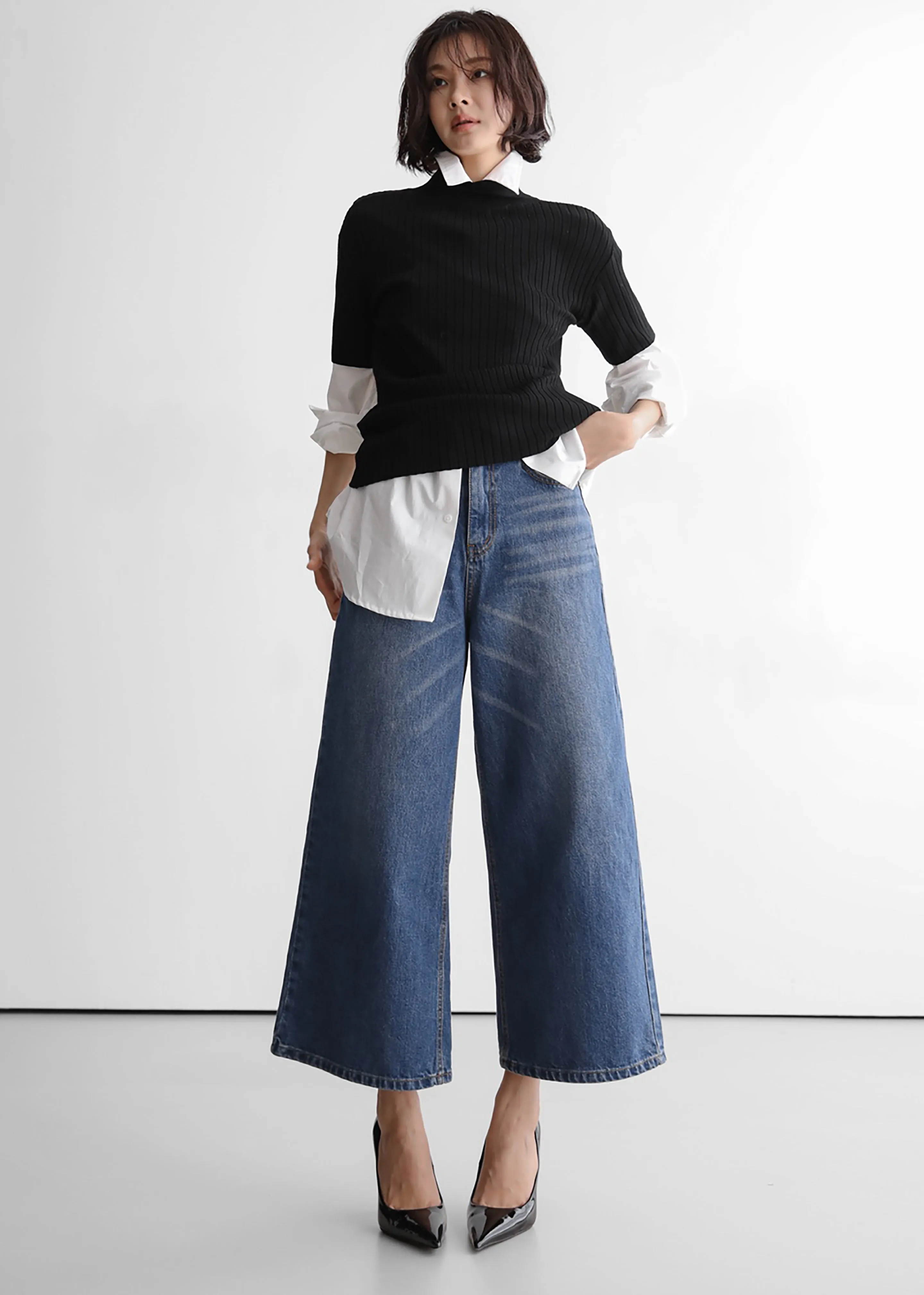 Besdon Denim Culottes - Medium Wash sold by Frankie Shop product image thumbnail 2