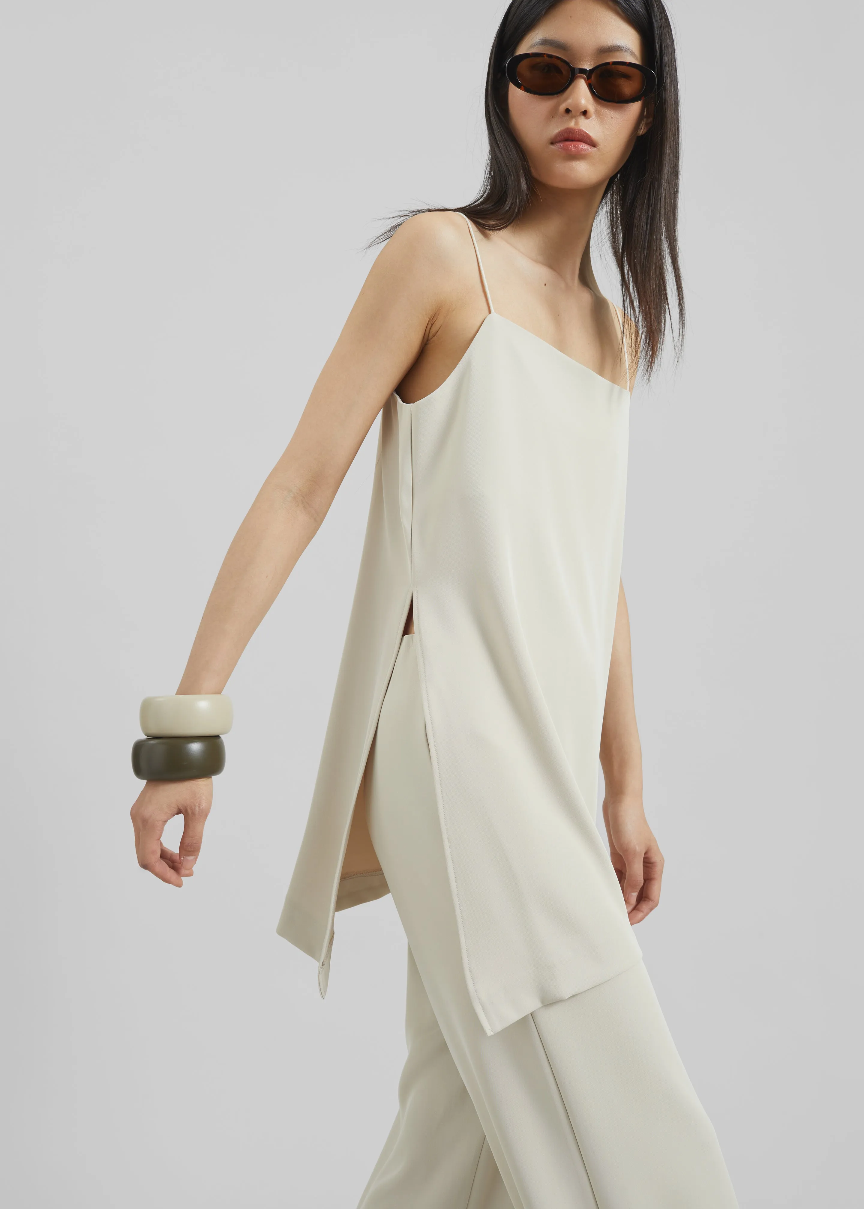 Celano Slit Asymmetric Top - Light Beige sold by Frankie Shop