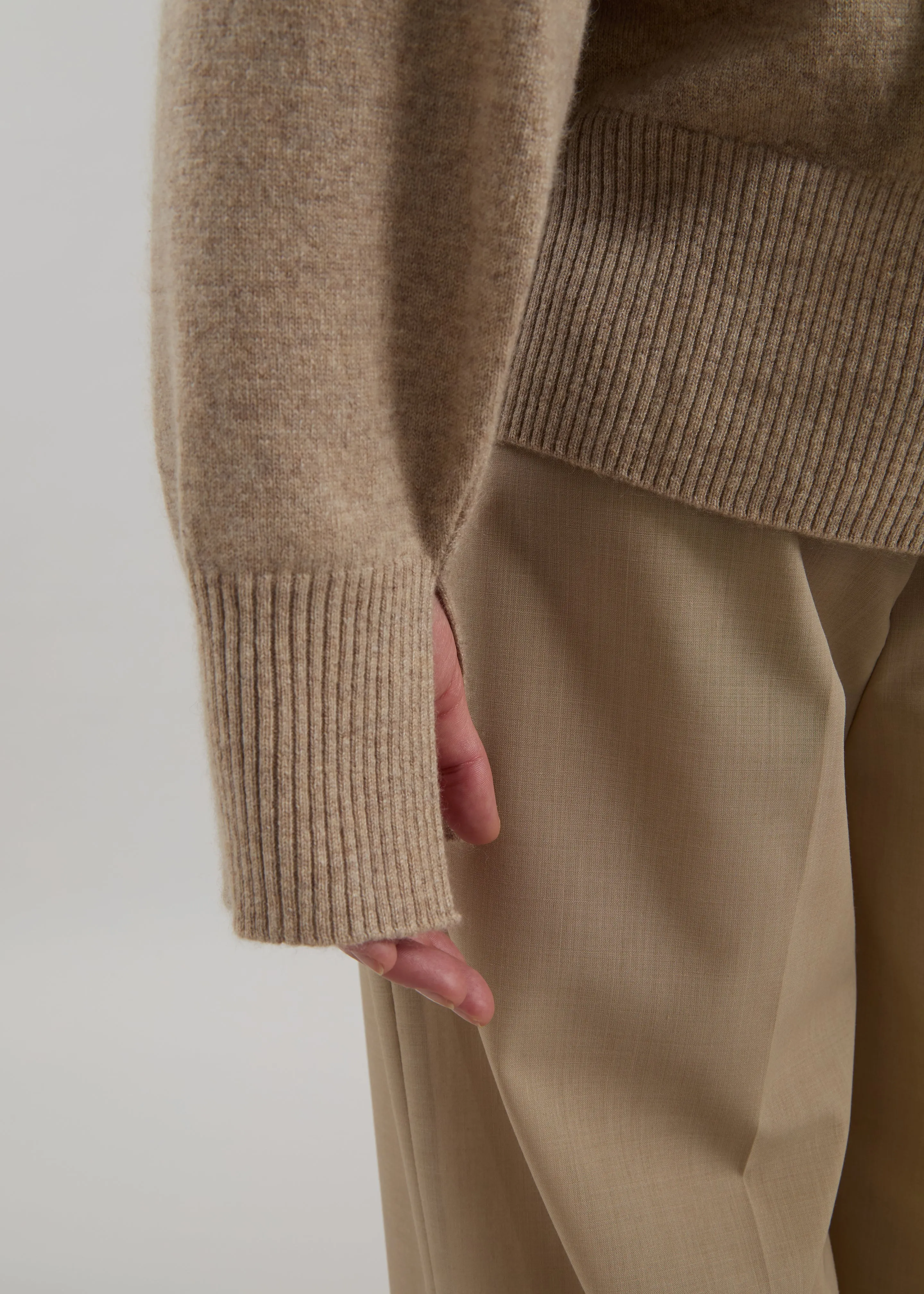 Loulou De Saison Anaa Lds Round Neck Sweater - Beige Melange sold by Frankie Shop product image thumbnail 4