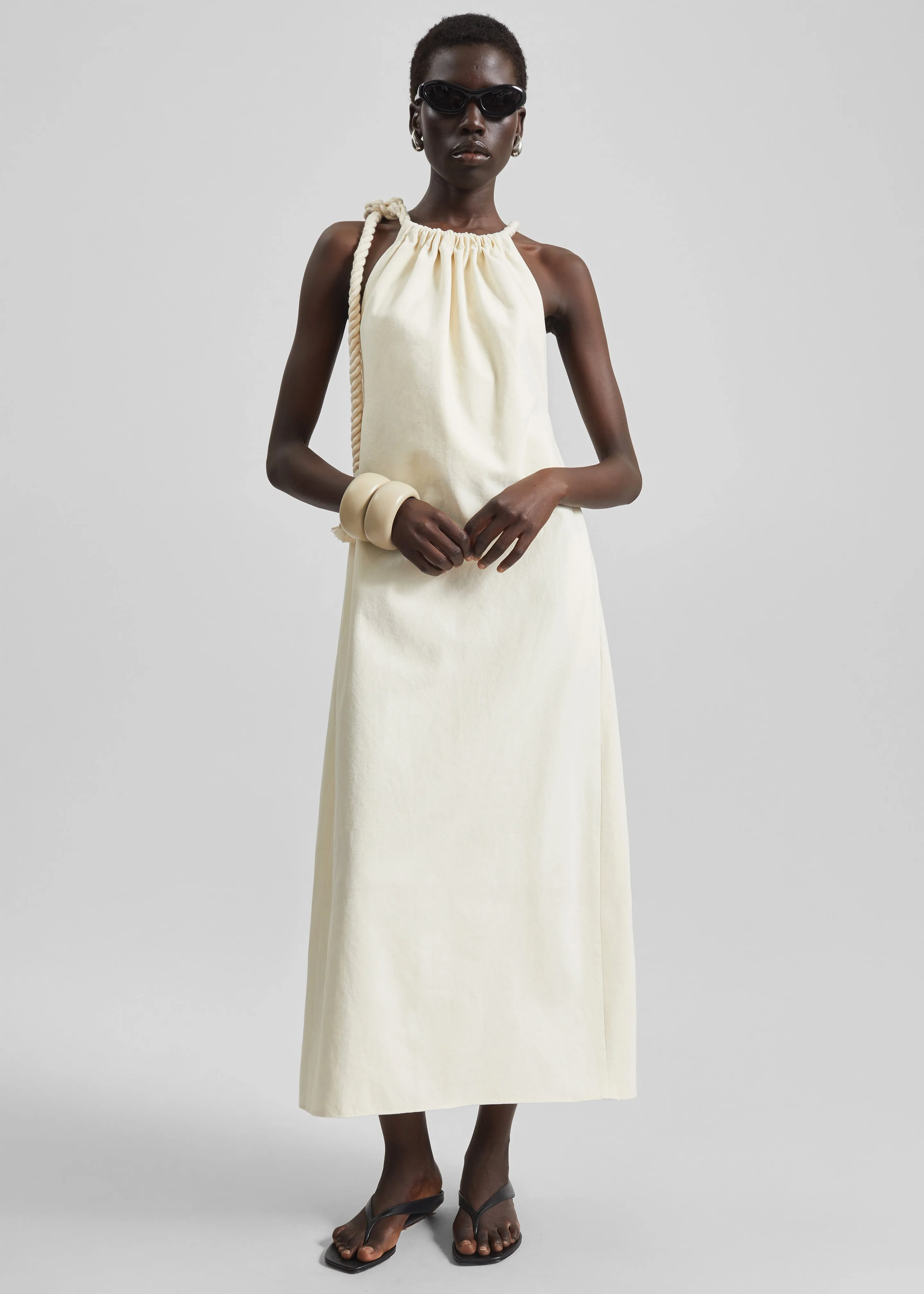 Sarnico Rope-Tie Halter Dress - Cream sold by Frankie Shop