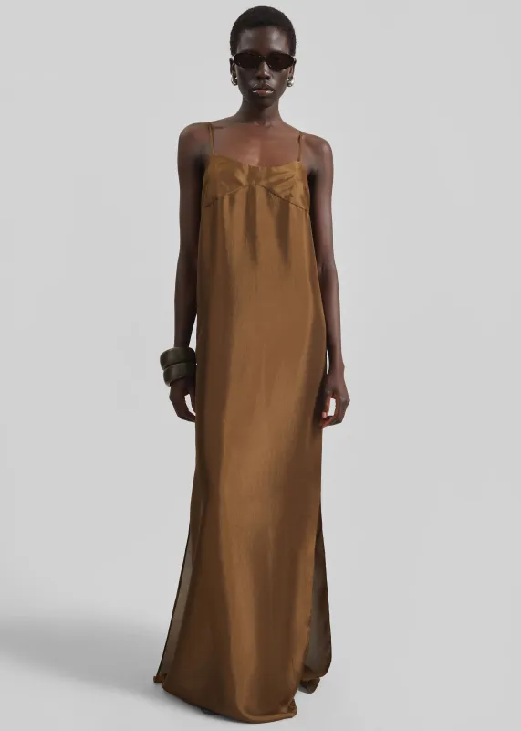 Dylana Sleeveless Maxi Dress - Bronze made by Frankie Shop