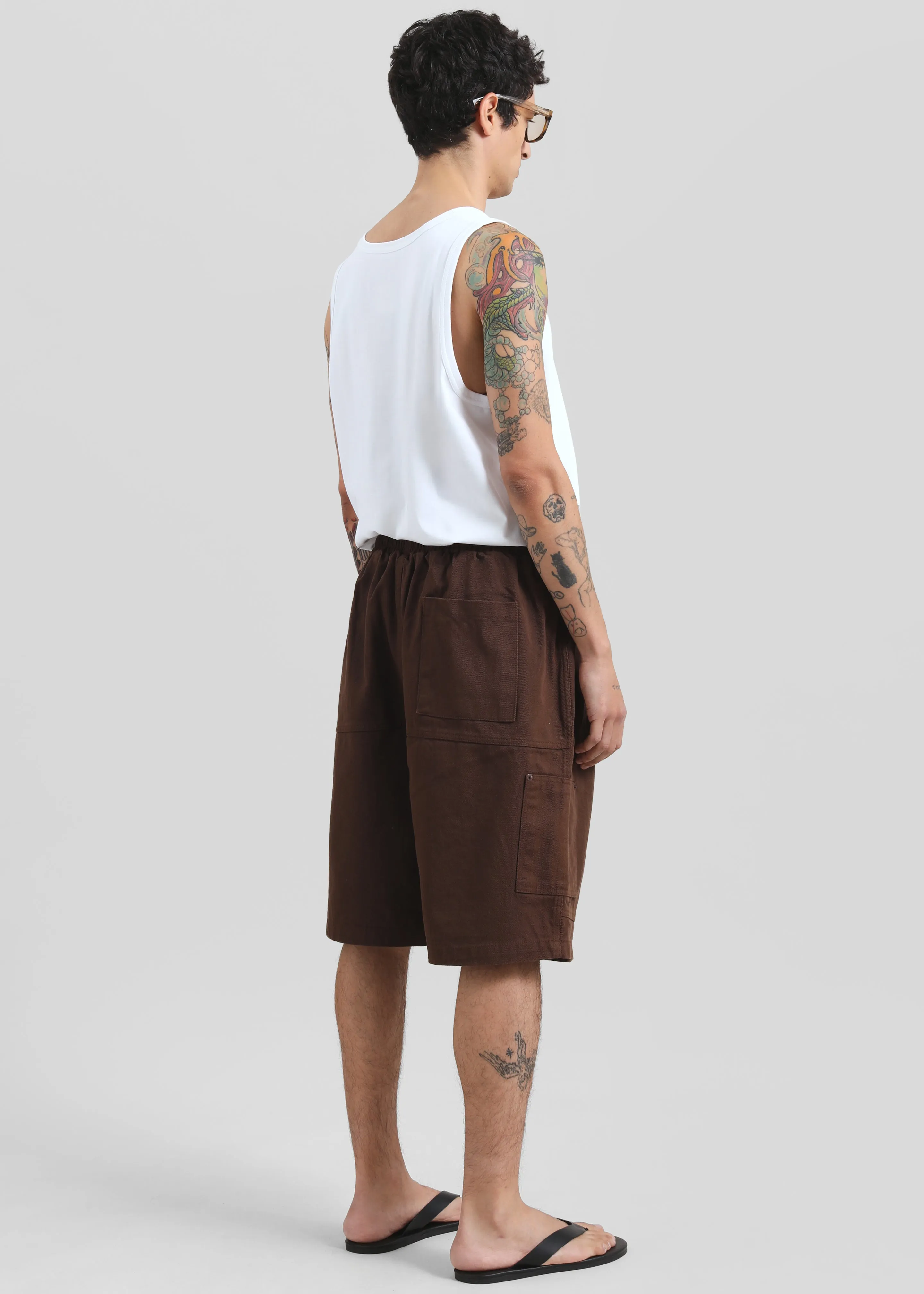 Esher Denim Bermuda Shorts - Beige/Brown Stripe sold by Frankie Shop product image thumbnail 5