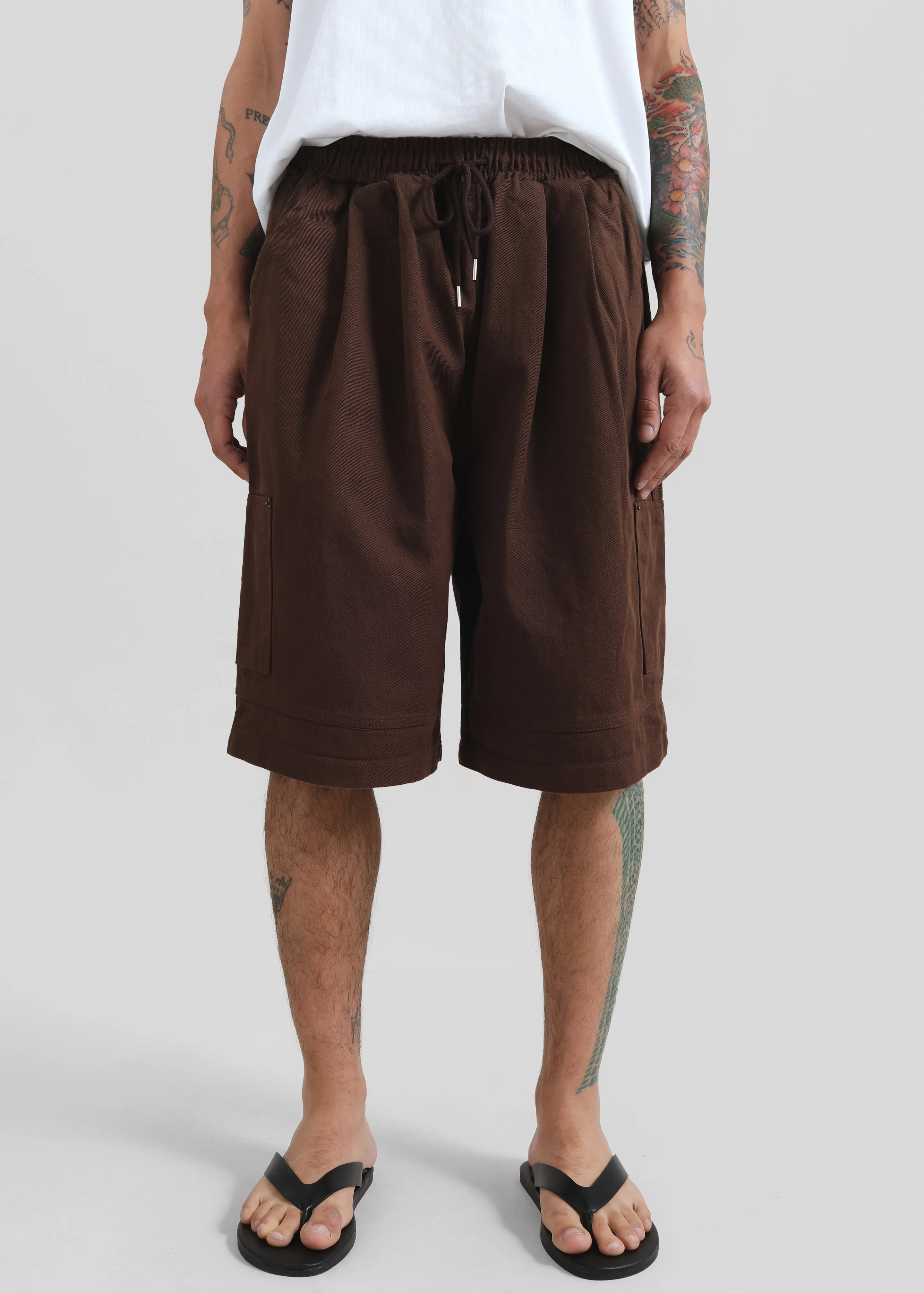 Esher Denim Bermuda Shorts - Beige/Brown Stripe sold by Frankie Shop product image thumbnail 4