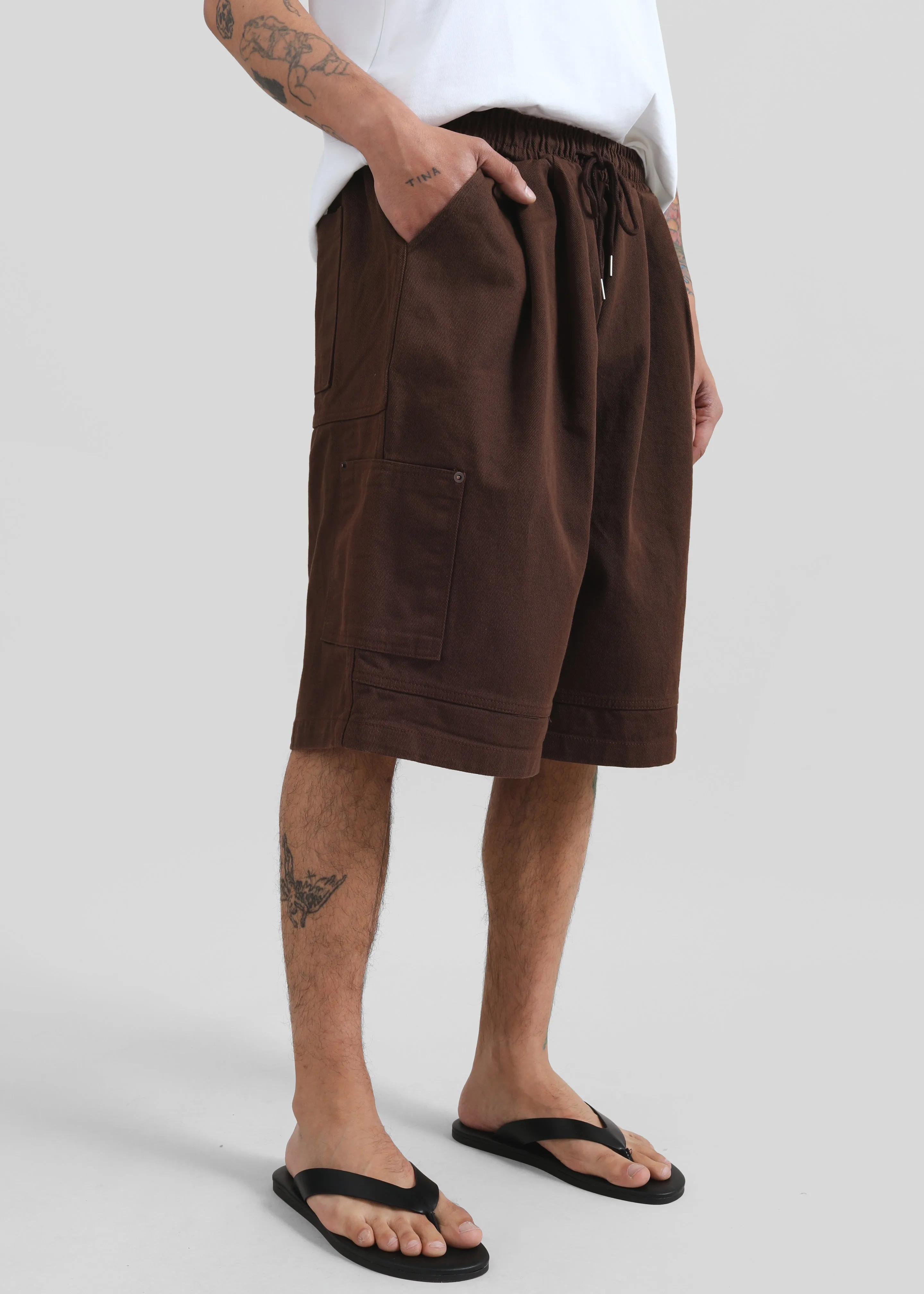 Esher Denim Bermuda Shorts - Beige/Brown Stripe sold by Frankie Shop product image thumbnail 2