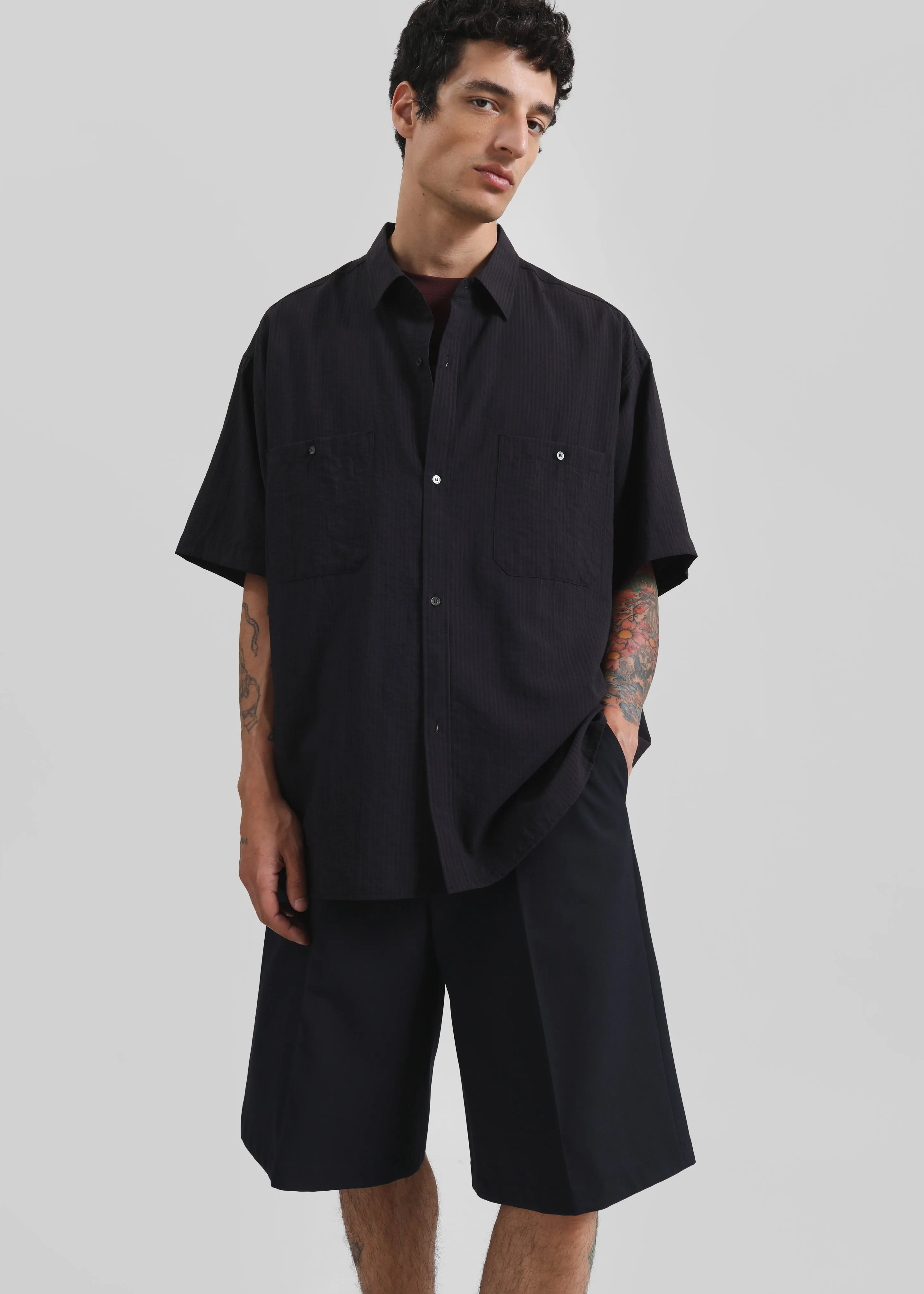 Preston Fluid Striped Shirt - Black sold by Frankie Shop