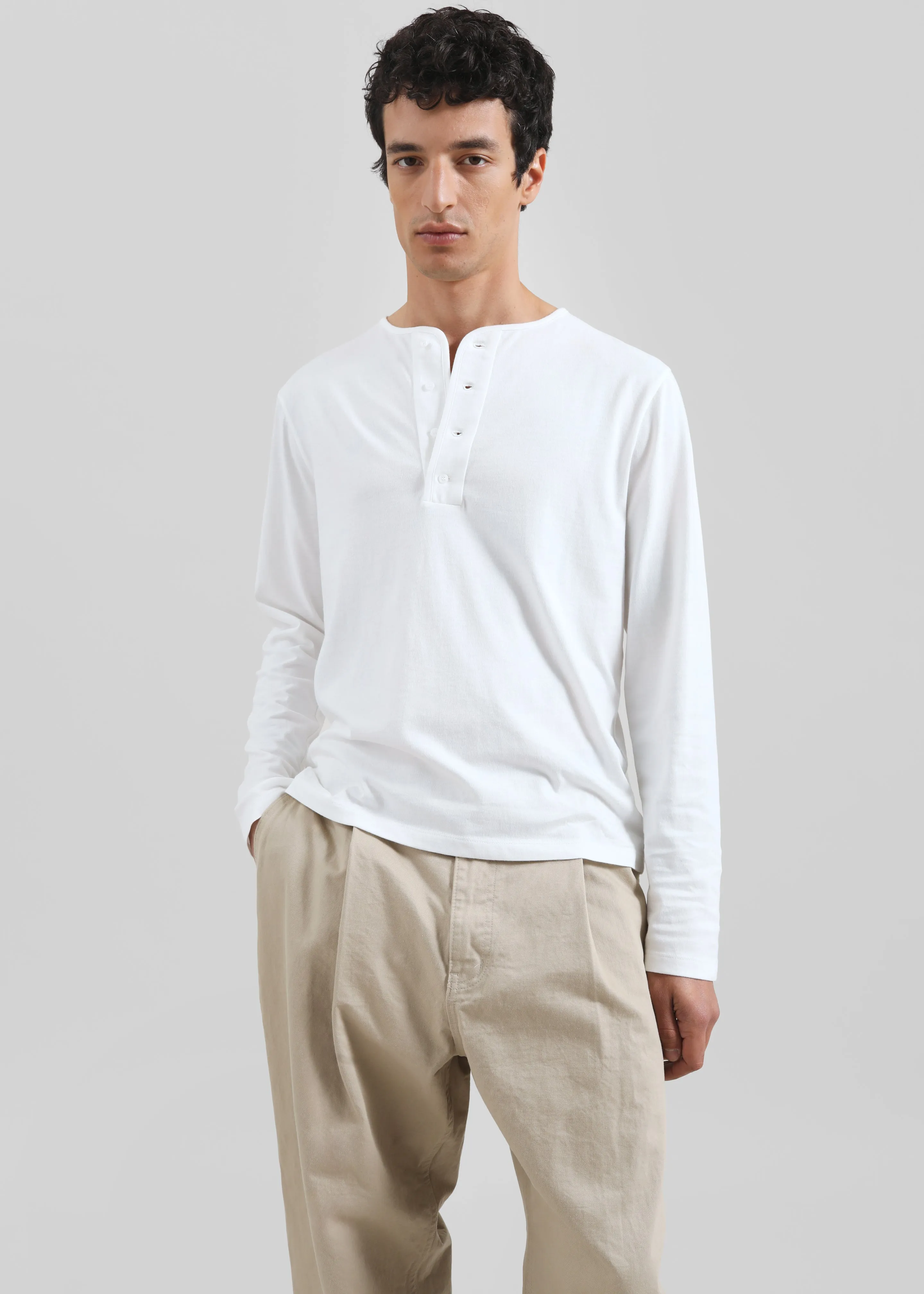 Bourke Soft Cotton Henley T-Shirt - White sold by Frankie Shop product image thumbnail 2