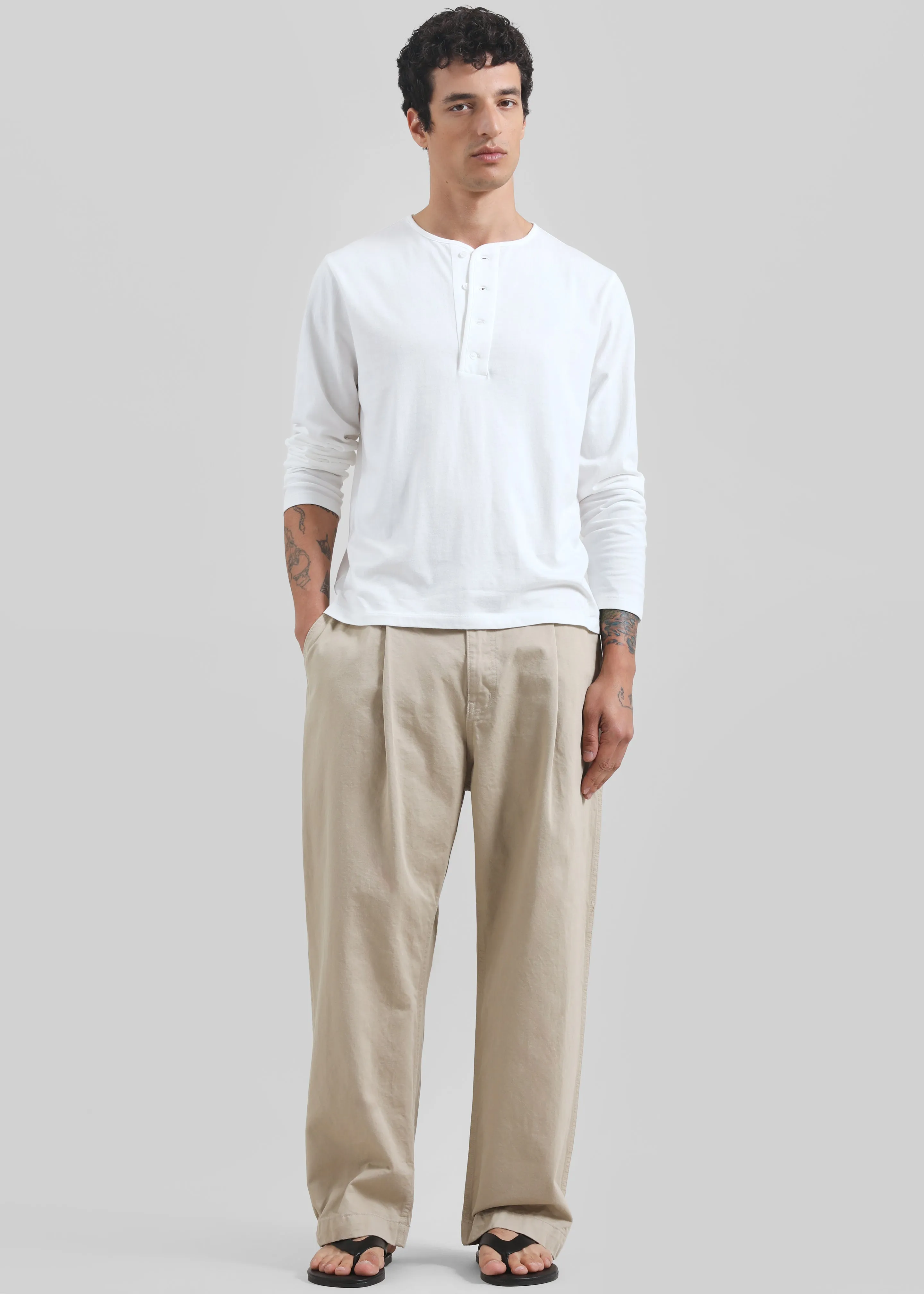 Bourke Soft Cotton Henley T-Shirt - White sold by Frankie Shop product image thumbnail 4