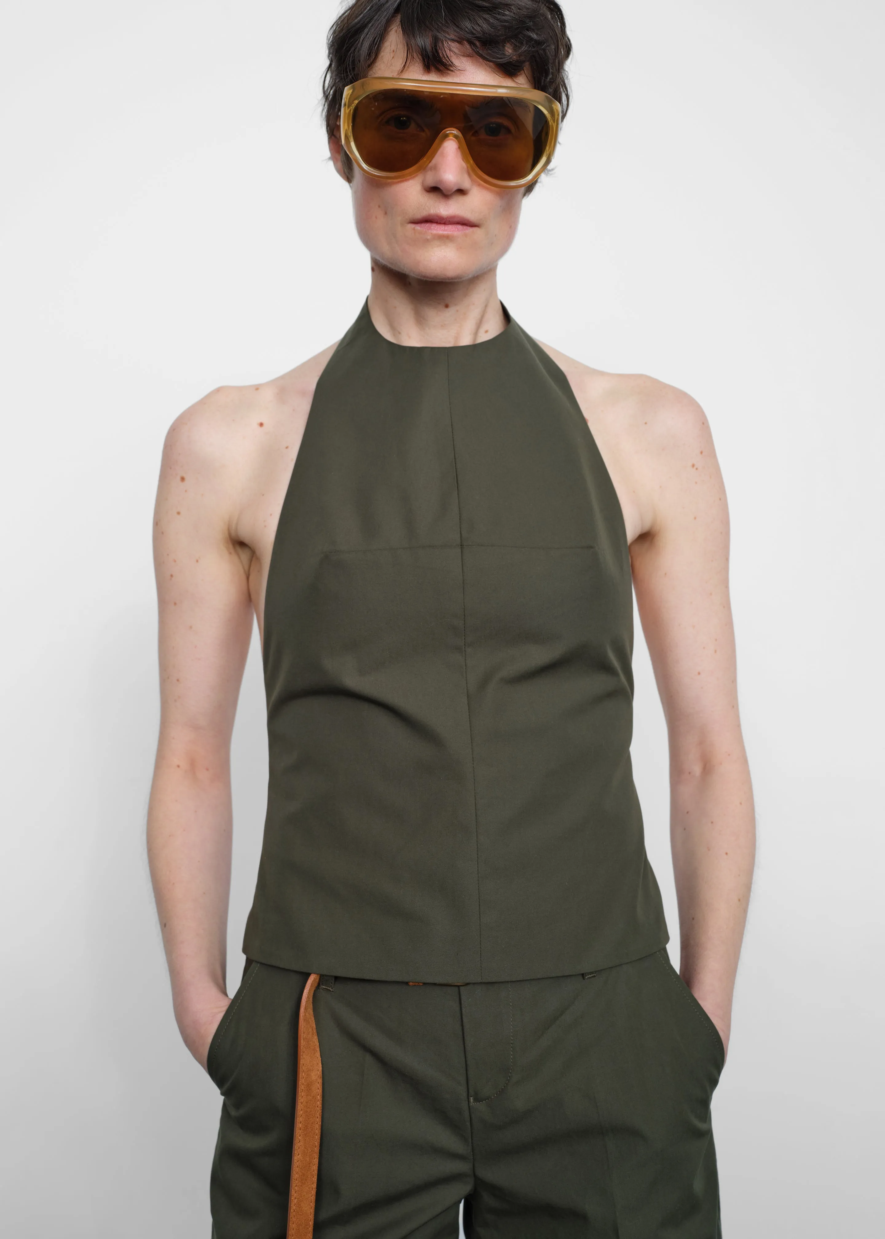 Bettter Emmerson Halterneck Top - Khaki sold by Frankie Shop product image thumbnail 4