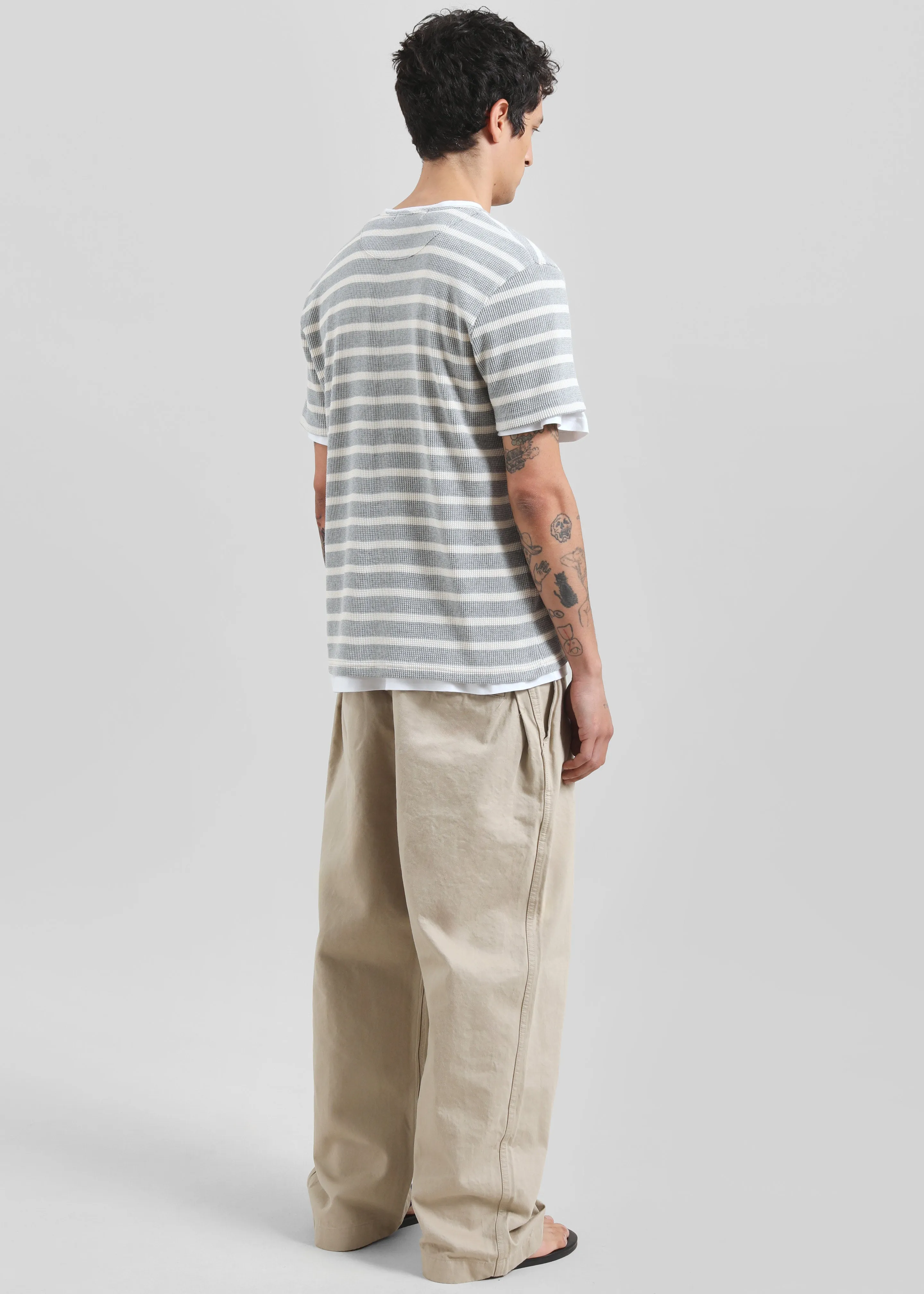 Albury Ribbed Cotton Henley T-Shirt - Grey/White Stripe sold by Frankie Shop product image thumbnail 5