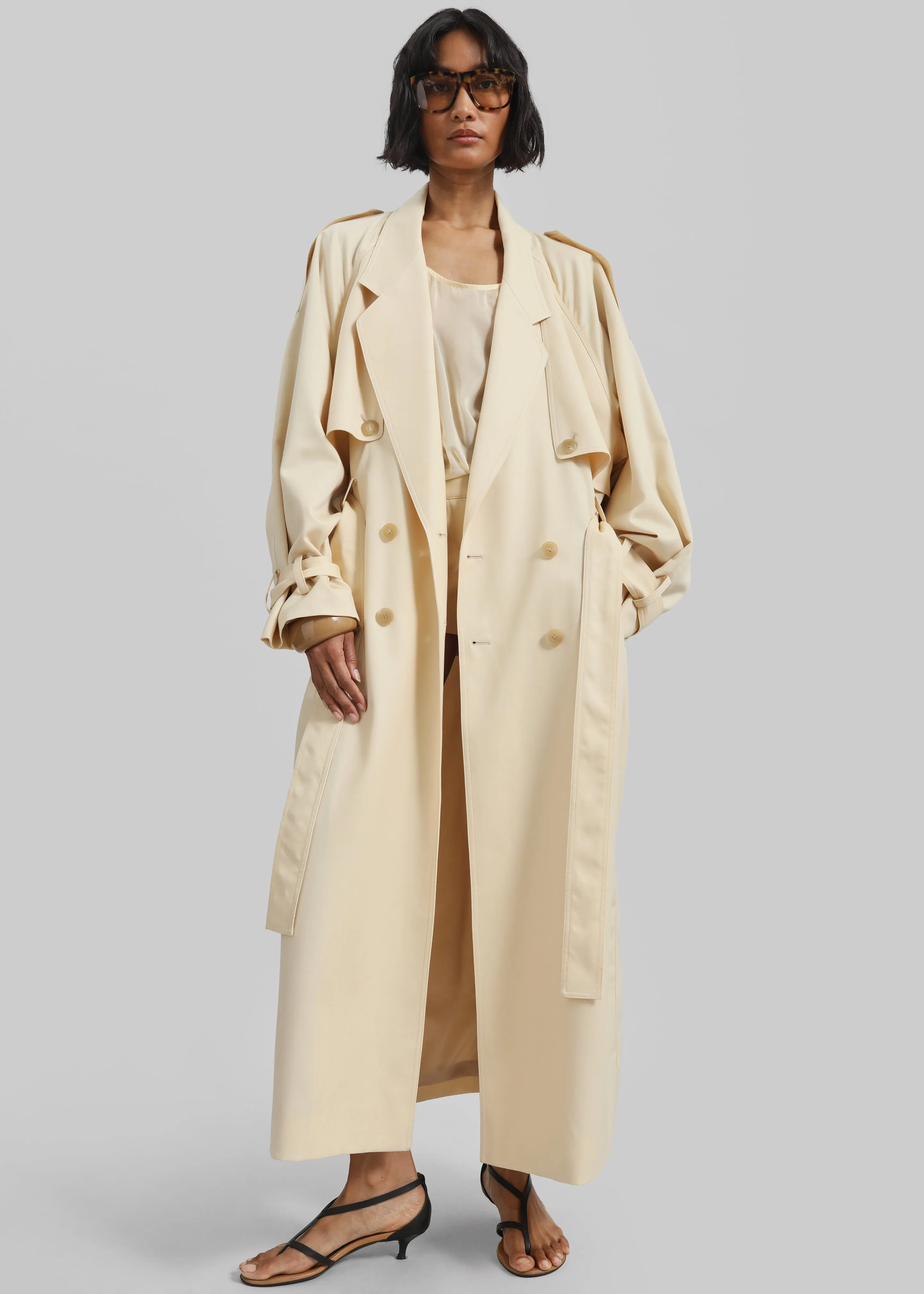 Glendale Double Belt Loop Trench - Pale Yellow sold by Frankie Shop product image thumbnail 4