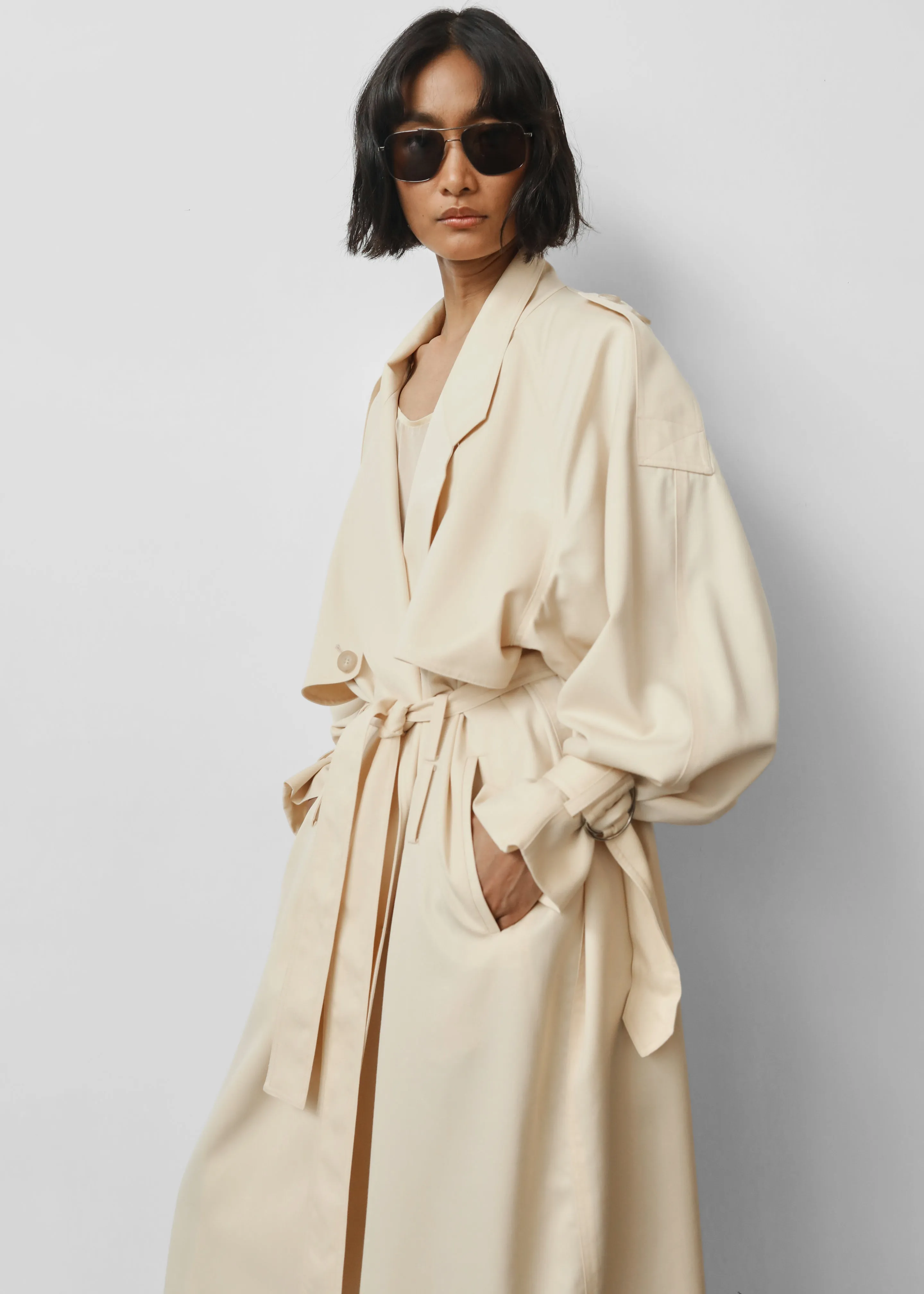 Glendale Double Belt Loop Trench - Pale Yellow sold by Frankie Shop product image thumbnail 2