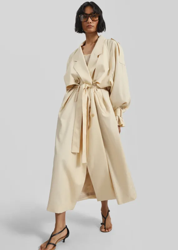 Yellow Wool Collarless Belted Coat | Parallel Yellow Wool Collarless Belted Coat | Parallel