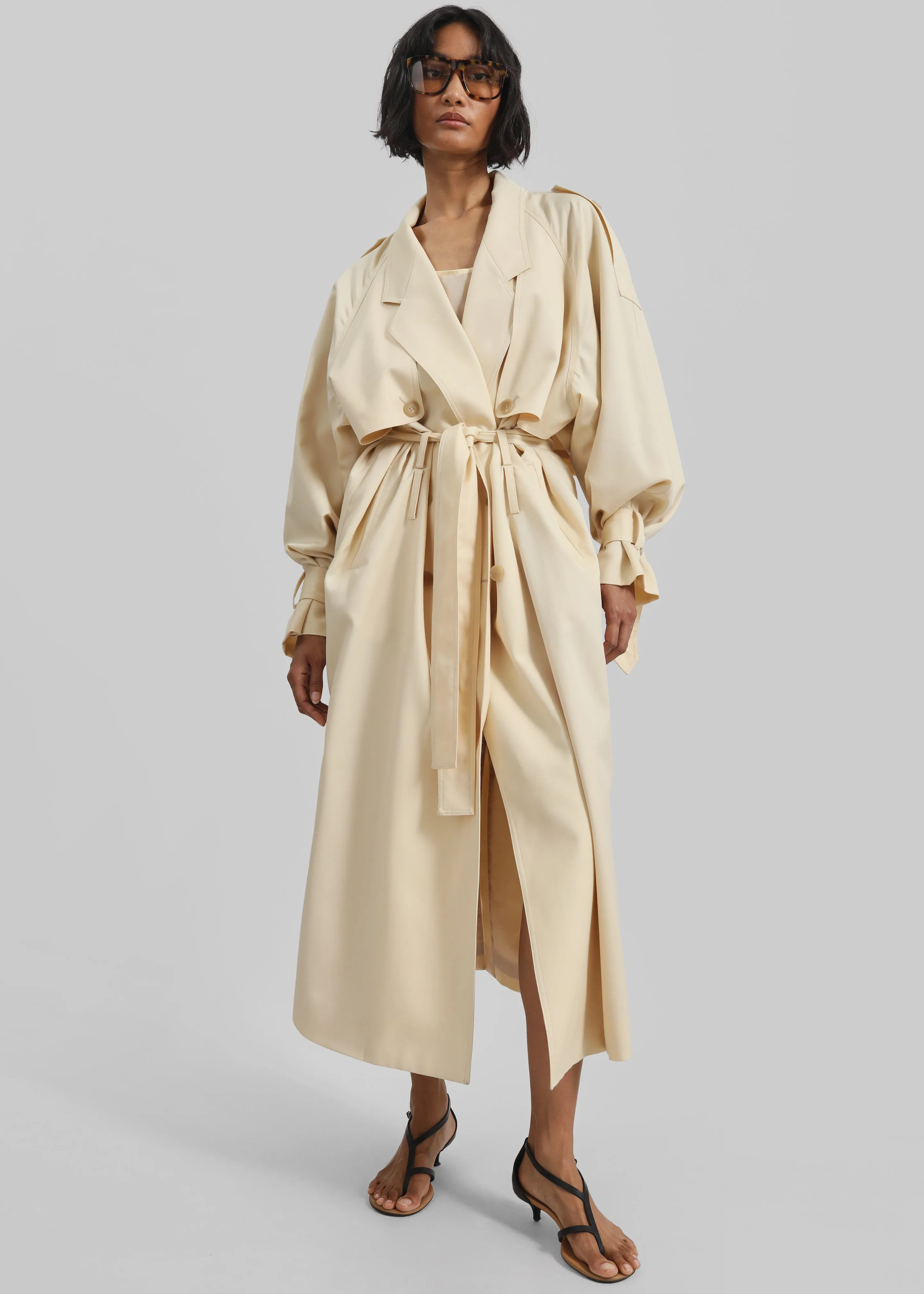 Glendale Double Belt Loop Trench - Pale Yellow sold by Frankie Shop product image thumbnail 3