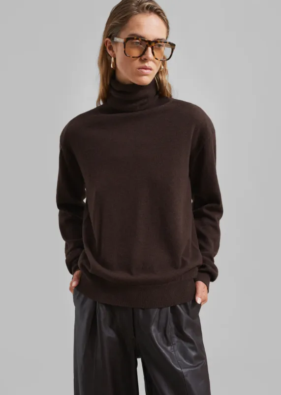 Ines Thin Padded Turtleneck - Brown sold by Frankie Shop