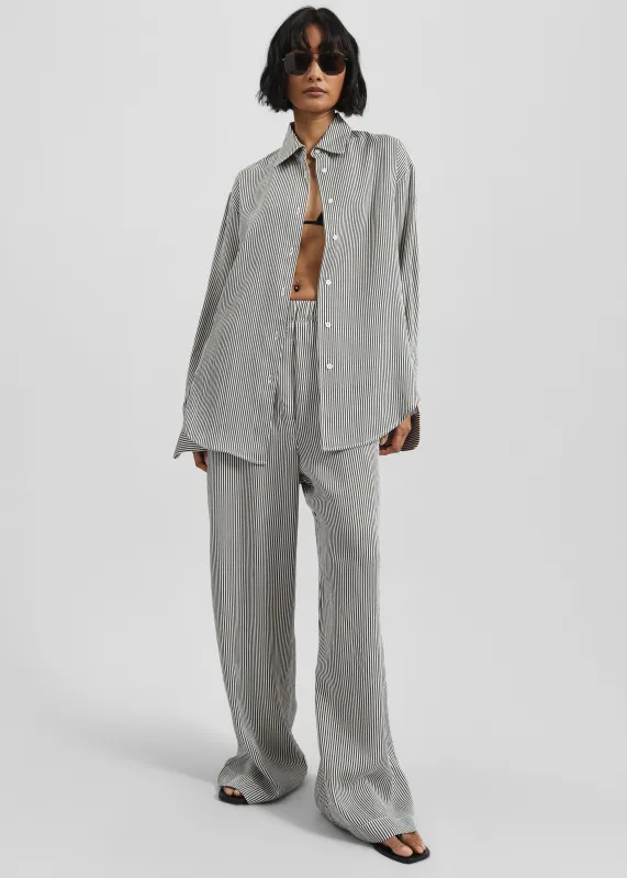 Mirca Striped Silk Elastic Pants - Black/White Stripe sold by Frankie Shop