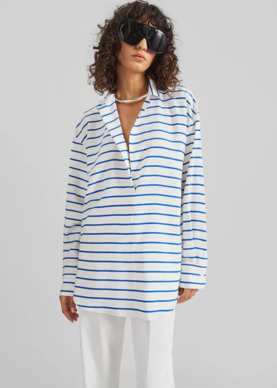 Picos Shirt Dress - White/Blue Stripe sold by Frankie Shop