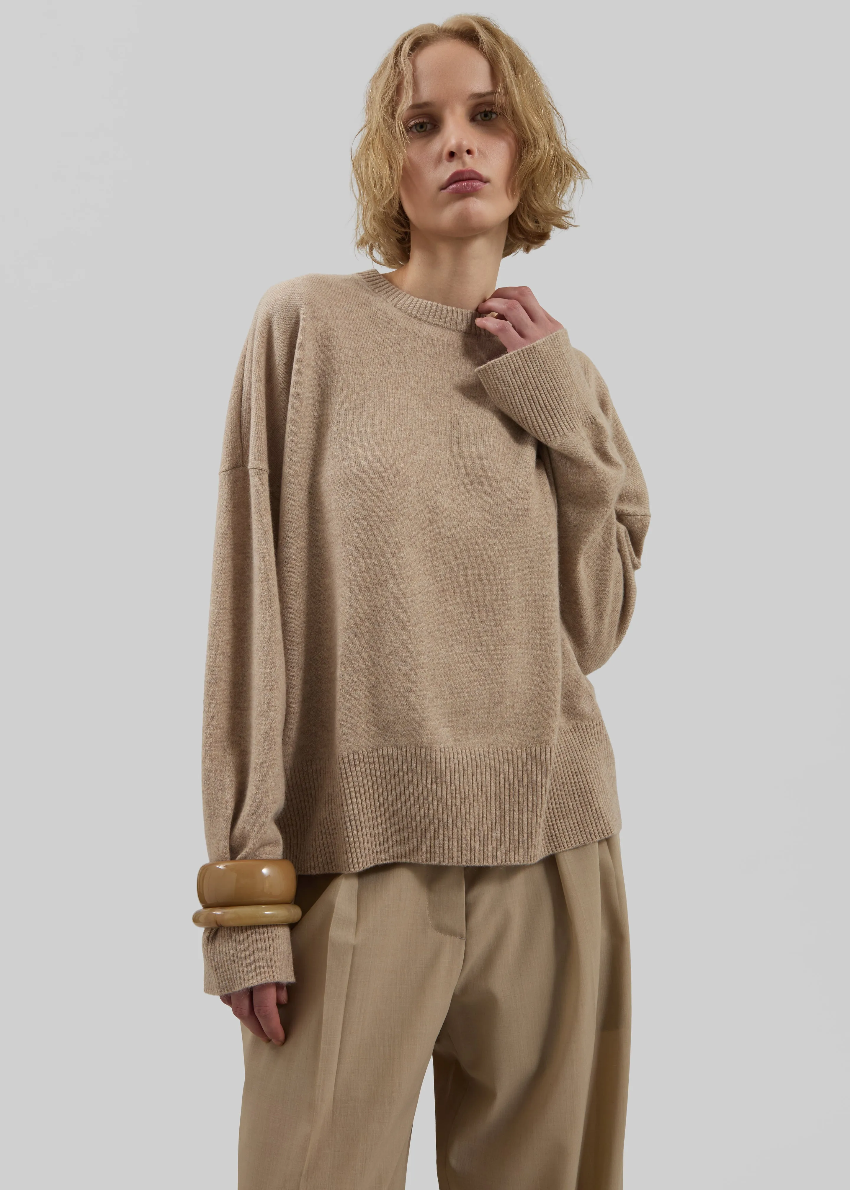 Loulou de Saison Anaa Cashmere Sweater - Beige Melange sold by Frankie Shop