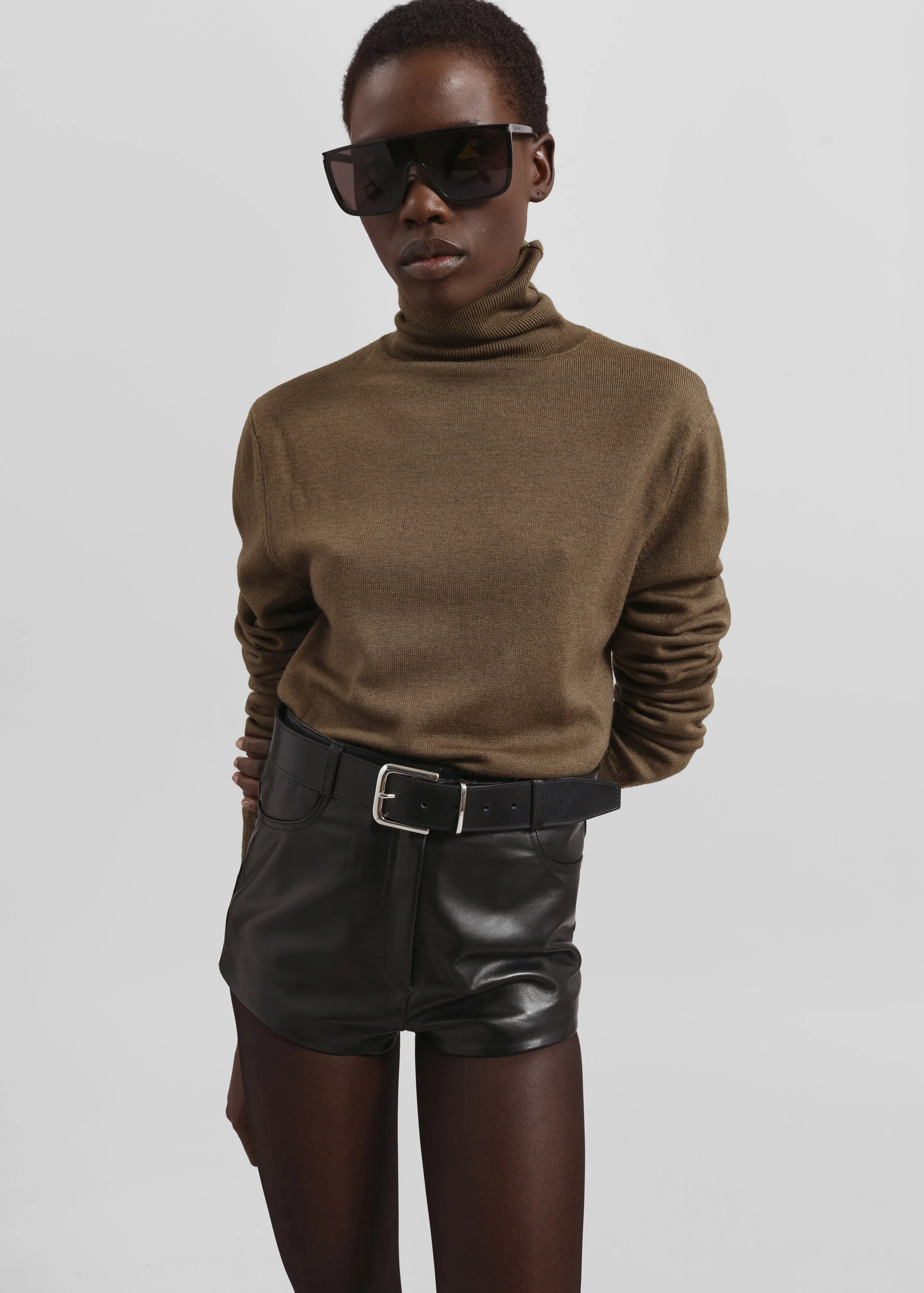 Loen Leather Hot Pants - Black sold by Frankie Shop product image thumbnail 5