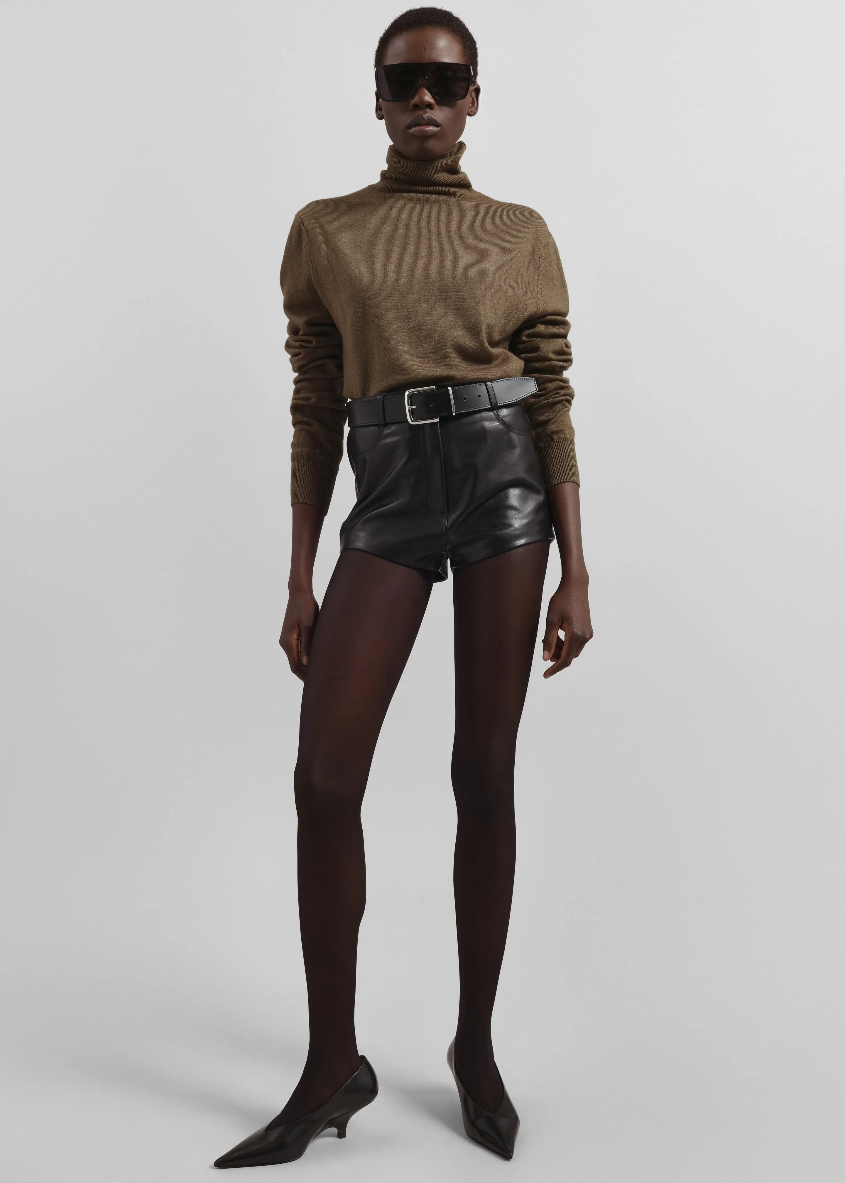 Loen Leather Hot Pants - Black sold by Frankie Shop product image thumbnail 3