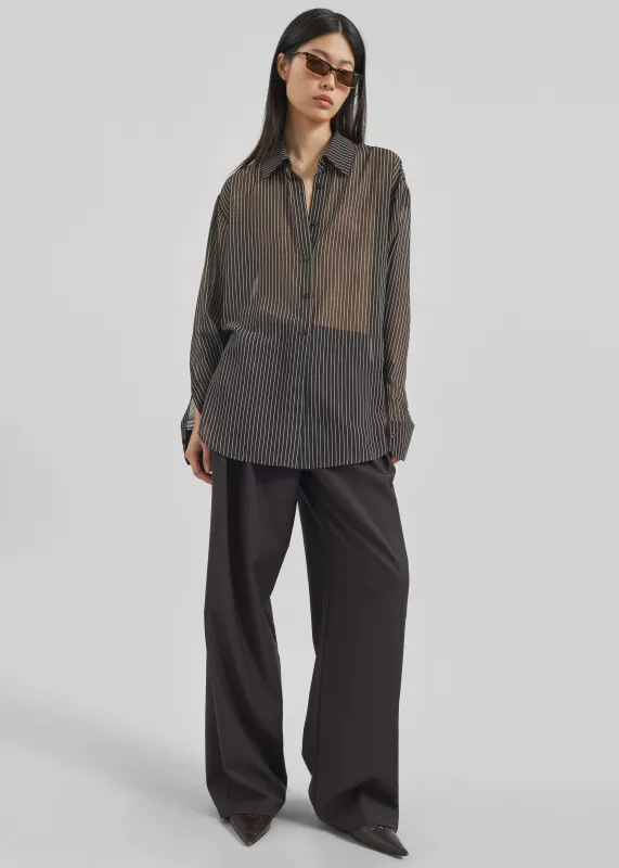 Peri Striped Shirt - Brown/White Stripe sold by Frankie Shop