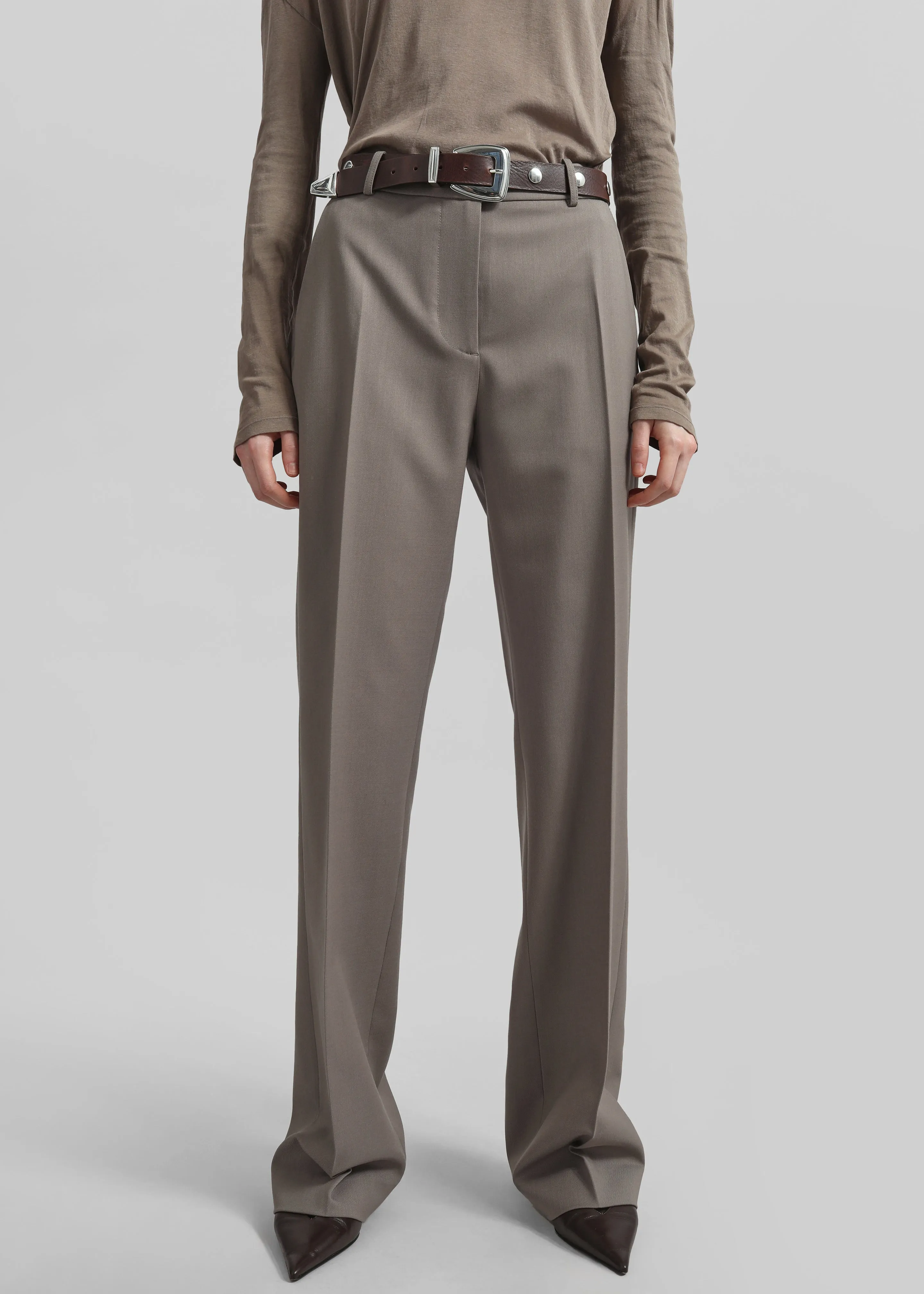 Lenora Straight Trousers - Taupe sold by Frankie Shop