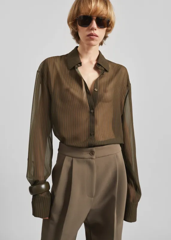 Peri Striped Shirt - Olive/Black Stripe sold by Frankie Shop