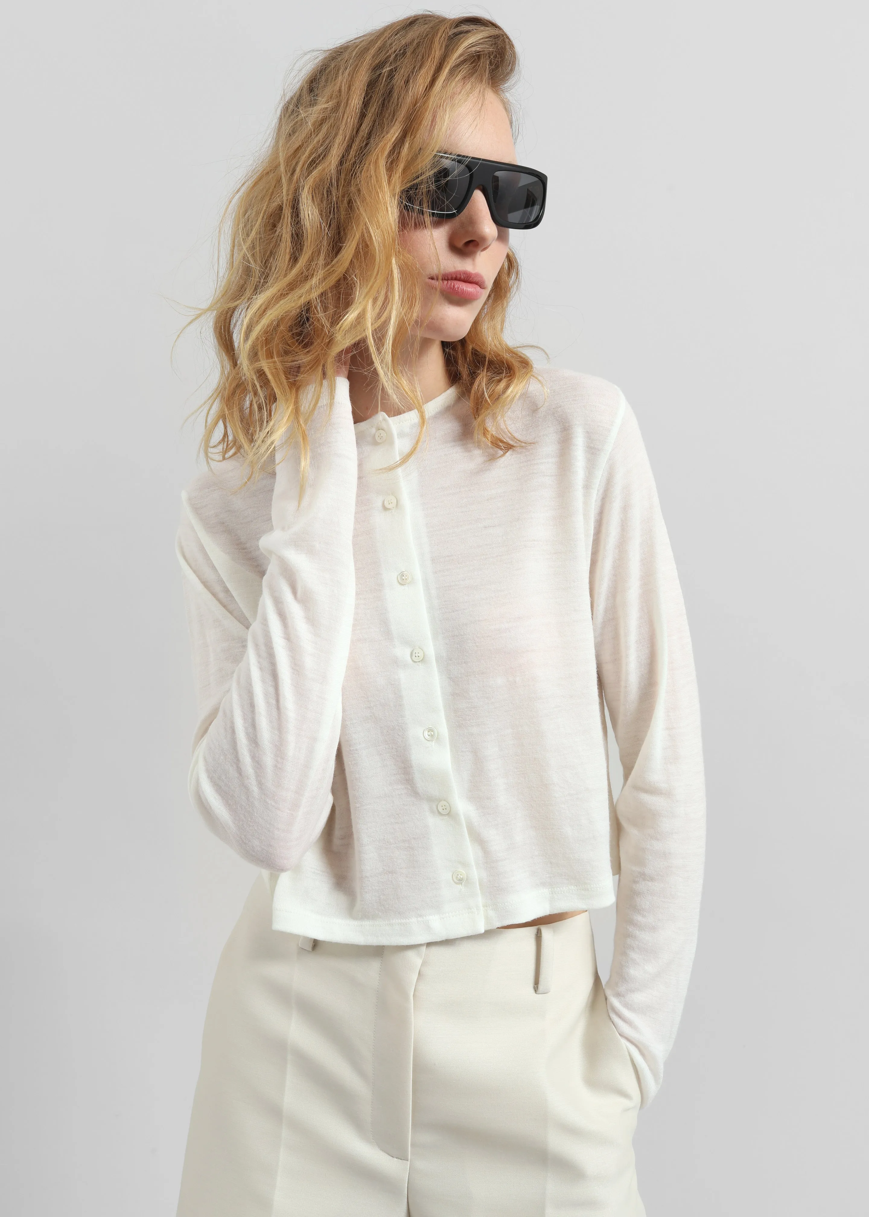 Vinni Thin Wool Cardigan - White sold by Frankie Shop product image thumbnail 3