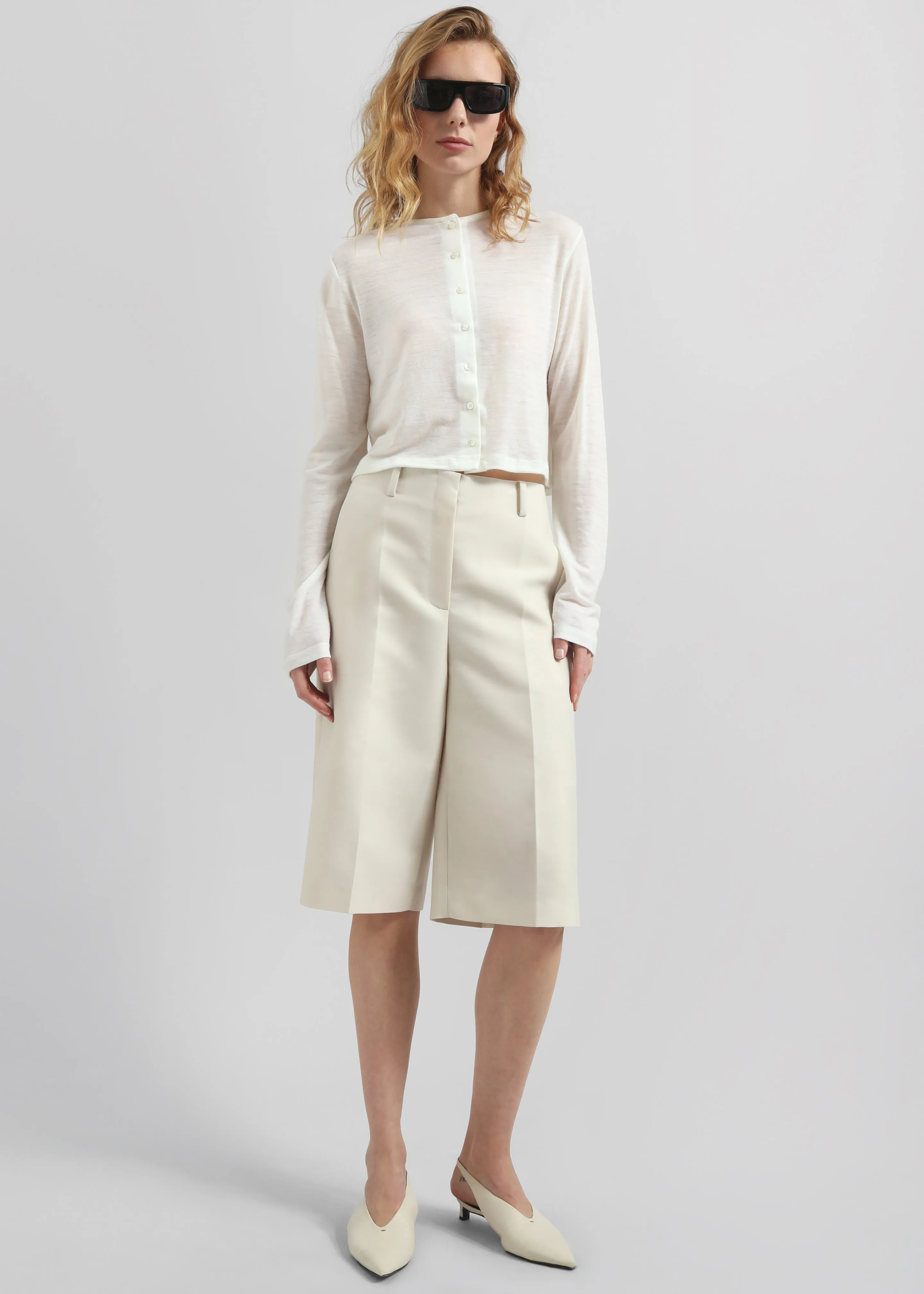 Vinni Thin Wool Cardigan - White sold by Frankie Shop product image thumbnail 4