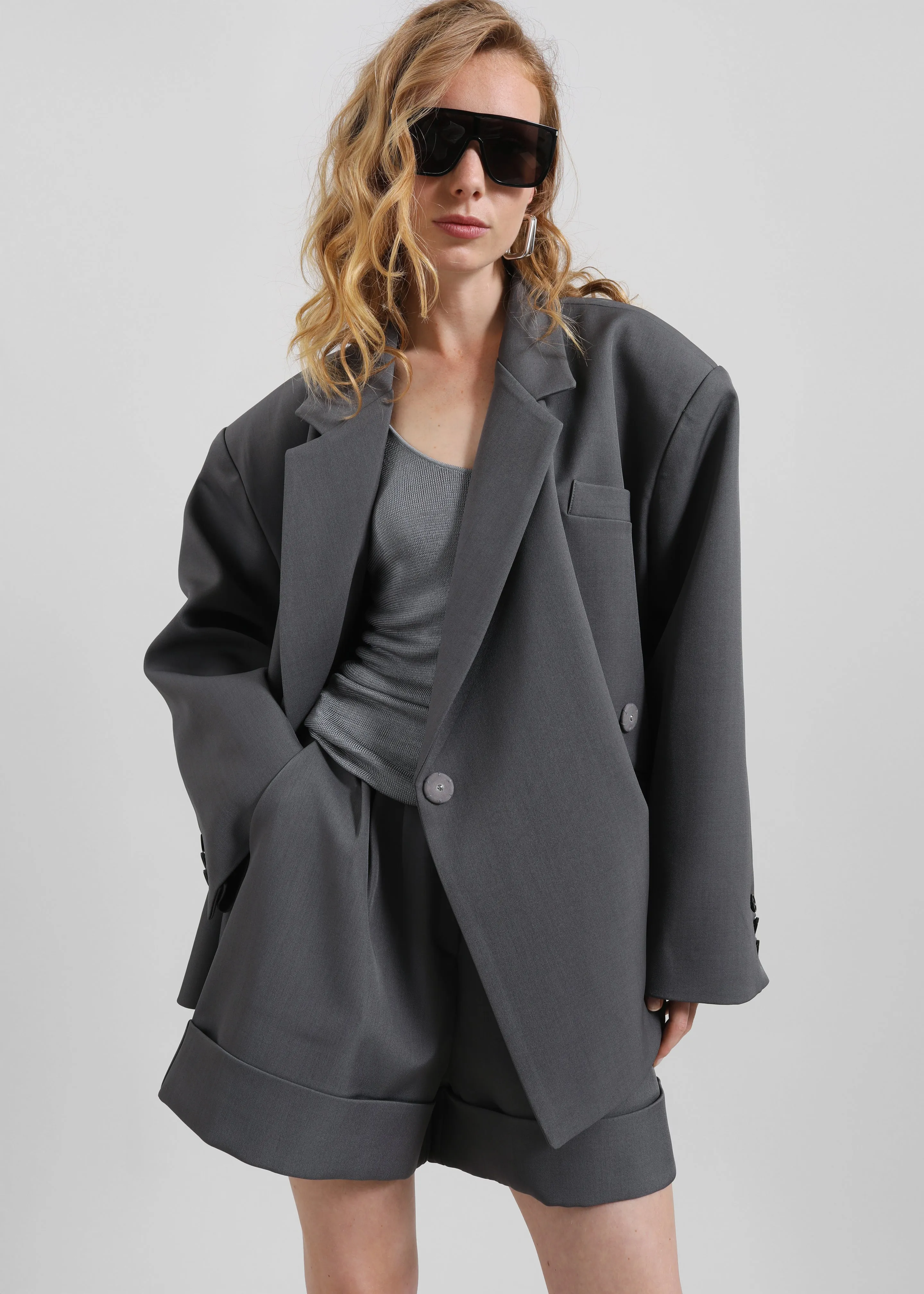 Tolmer Boxy Wrap Blazer - Storm Grey sold by Frankie Shop product image thumbnail 4