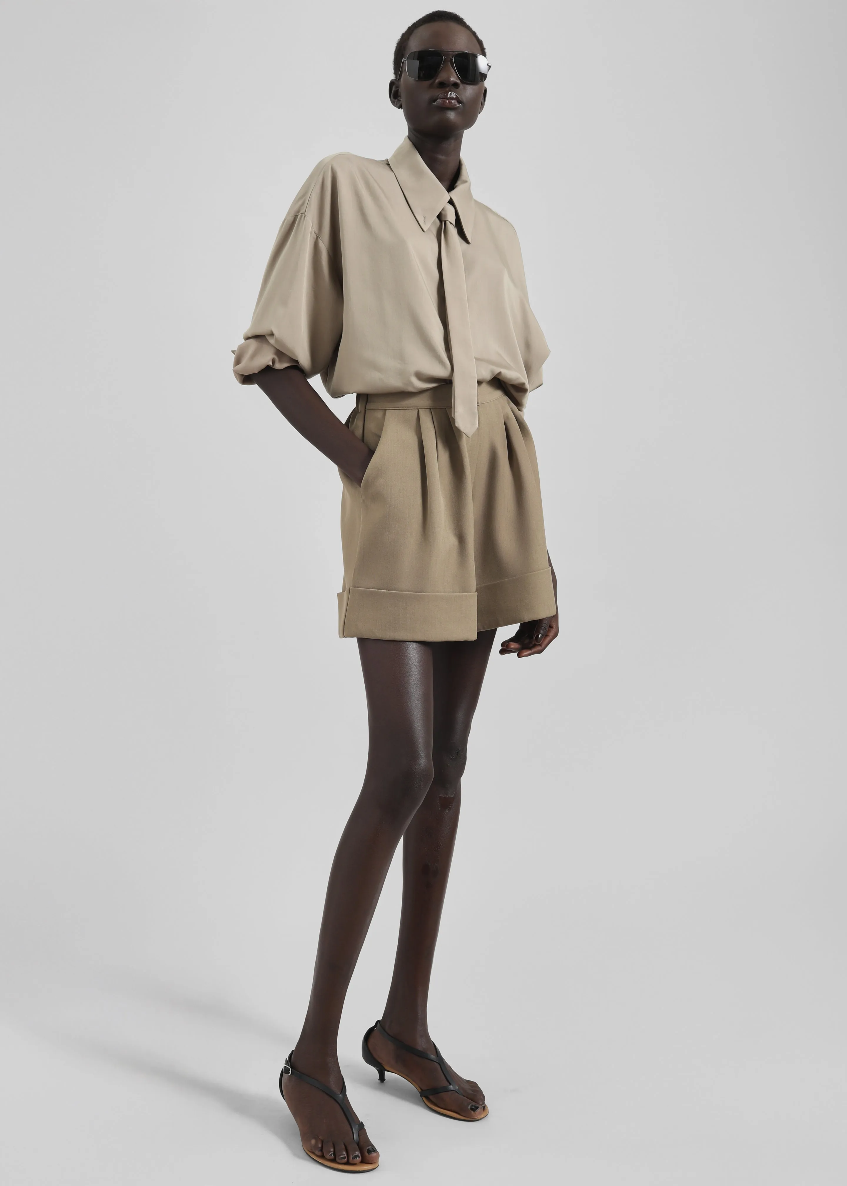 Tolmer Cuffed Shorts - Taupe Melange sold by Frankie Shop product image thumbnail 4