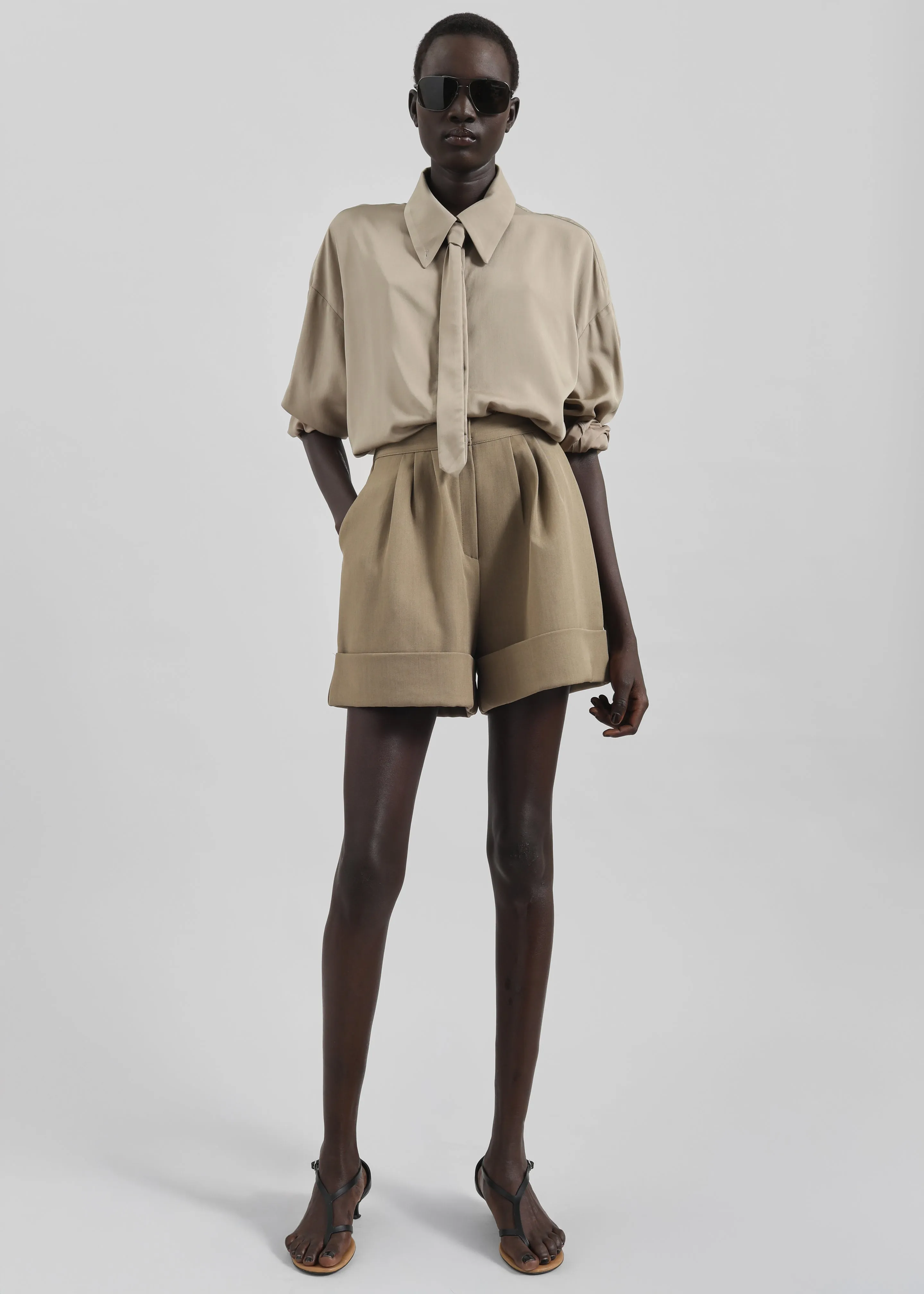 Tolmer Cuffed Shorts - Taupe Melange sold by Frankie Shop product image thumbnail 3