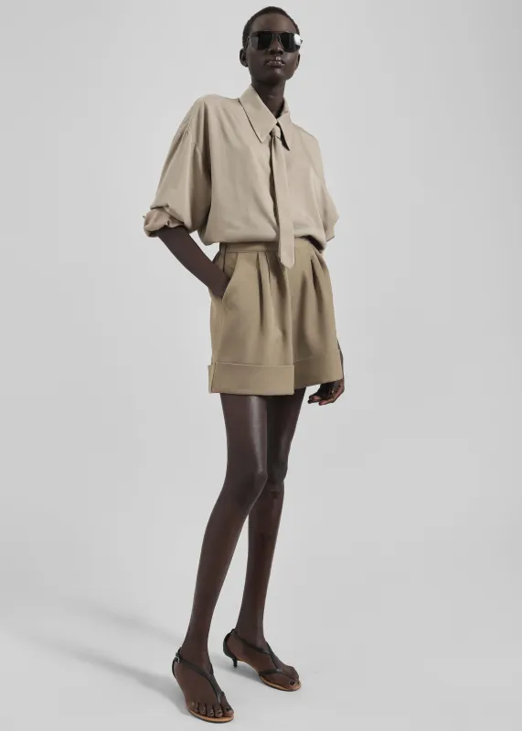 Silvan Neck Tie Shirt - Taupe sold by Frankie Shop