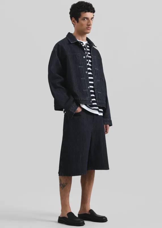 Colville Pinstripe Denim Work Jacket - Dark Wash sold by Frankie Shop