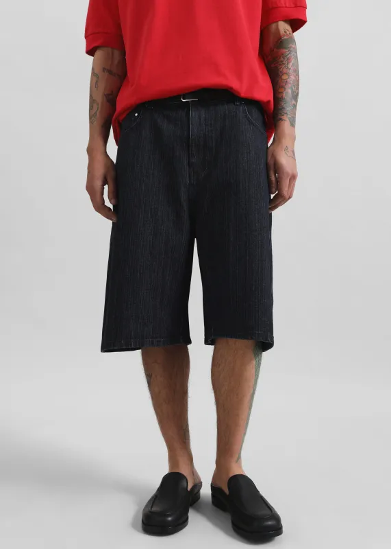 Colville Pinstripe Denim Bermuda Shorts - Dark Wash sold by Frankie Shop