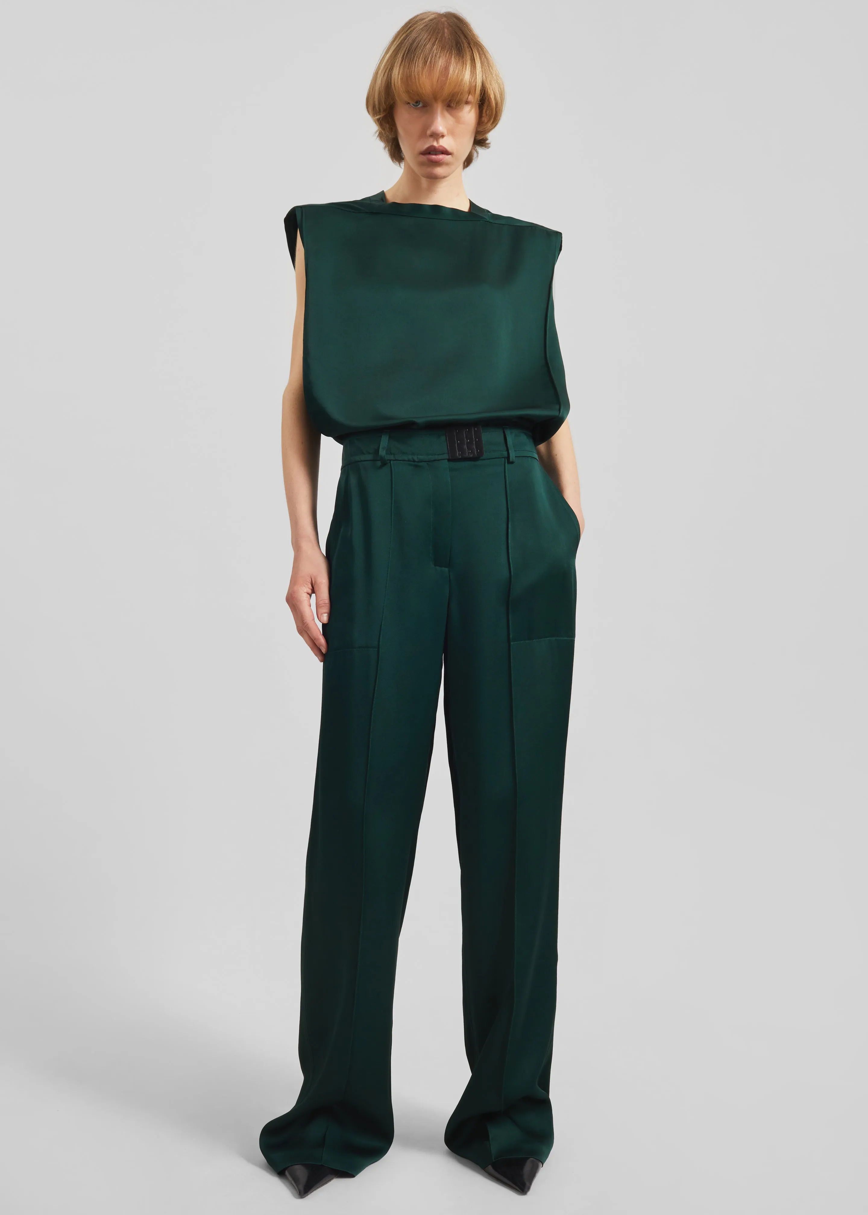 Bevza Bra Closure Trousers - Dark Green sold by Frankie Shop product image thumbnail 4