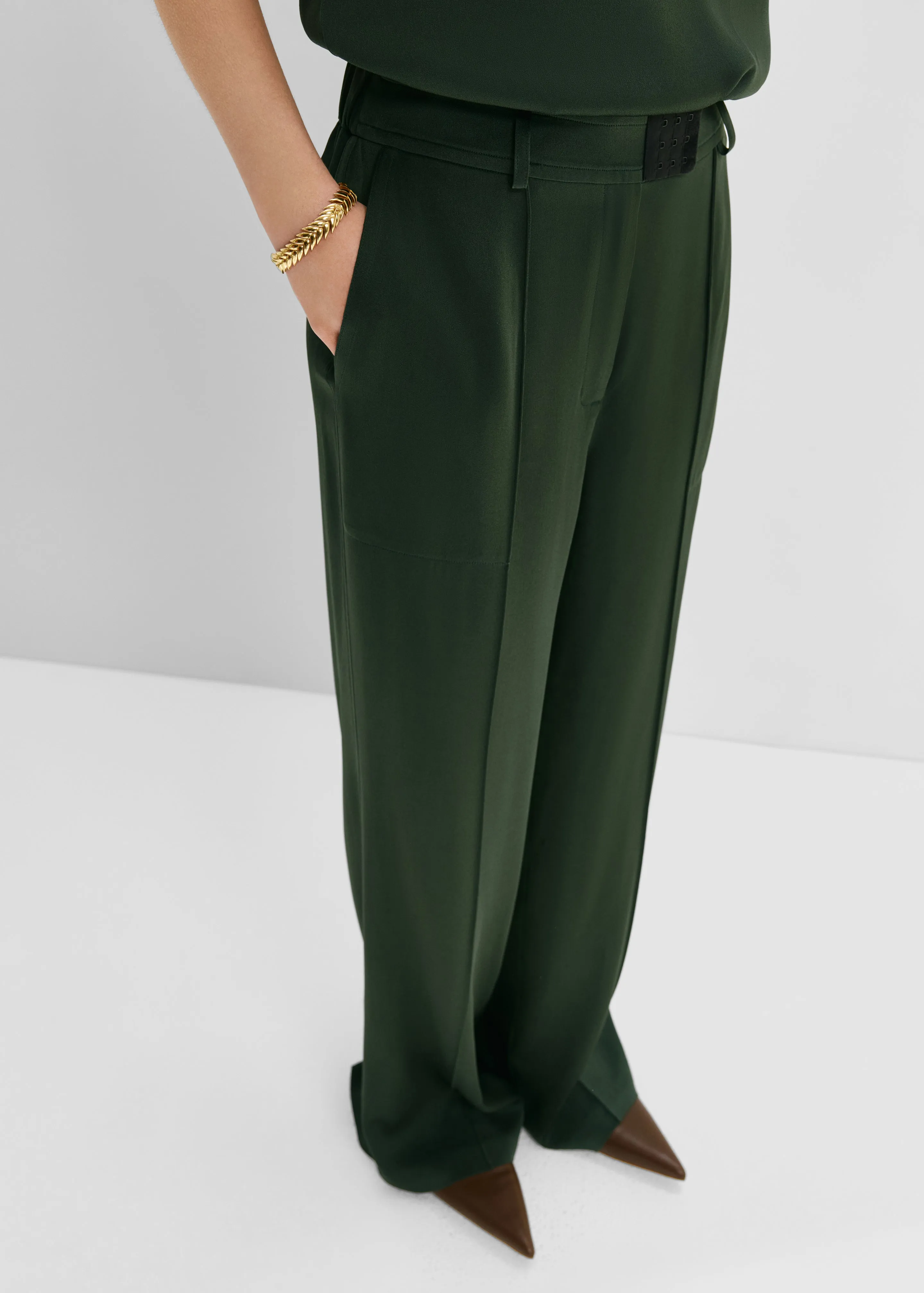 Bevza Bra Closure Trousers - Dark Green sold by Frankie Shop product image thumbnail 2