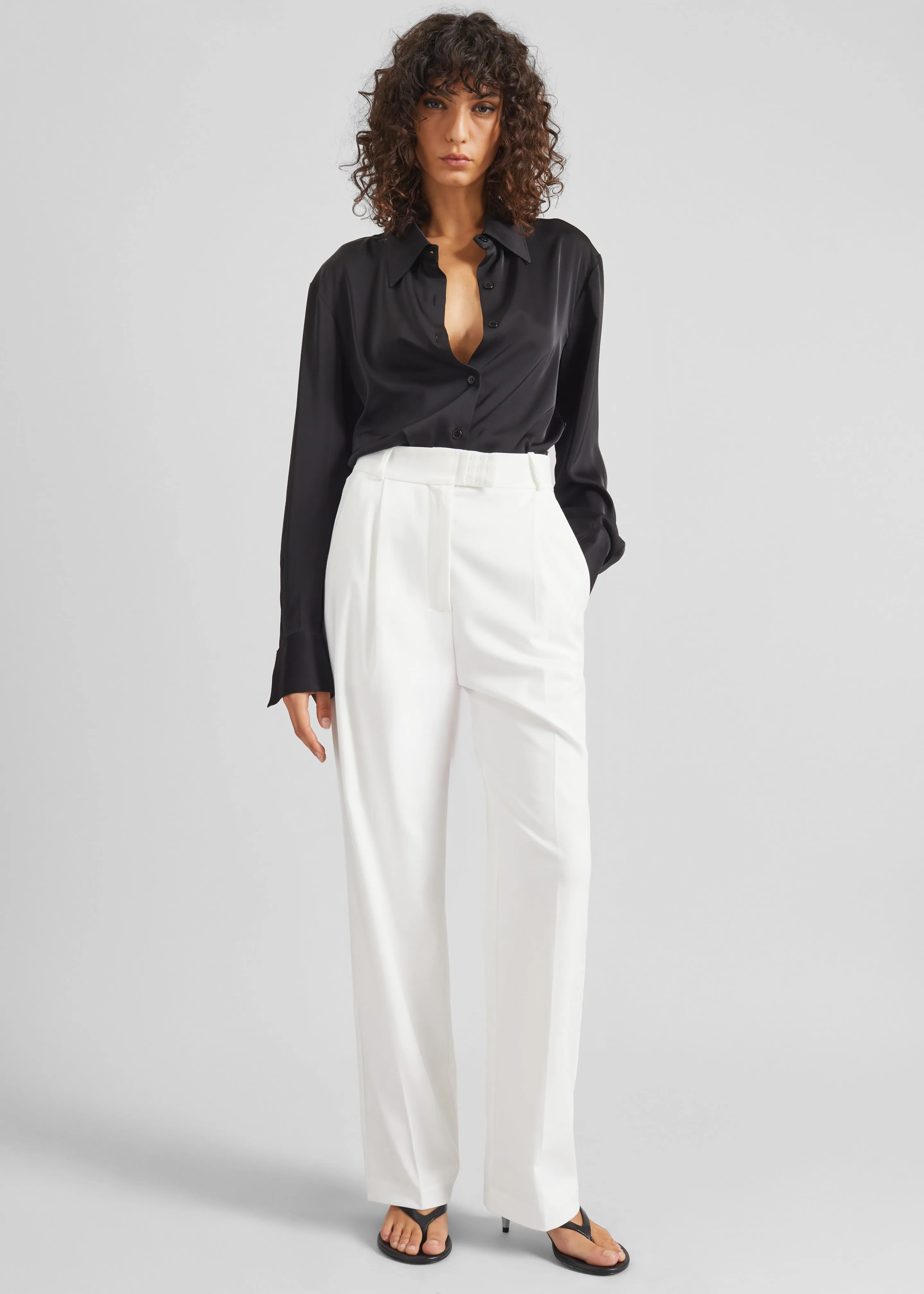 Bevza High-Waisted Trousers - White sold by Frankie Shop product image thumbnail 5
