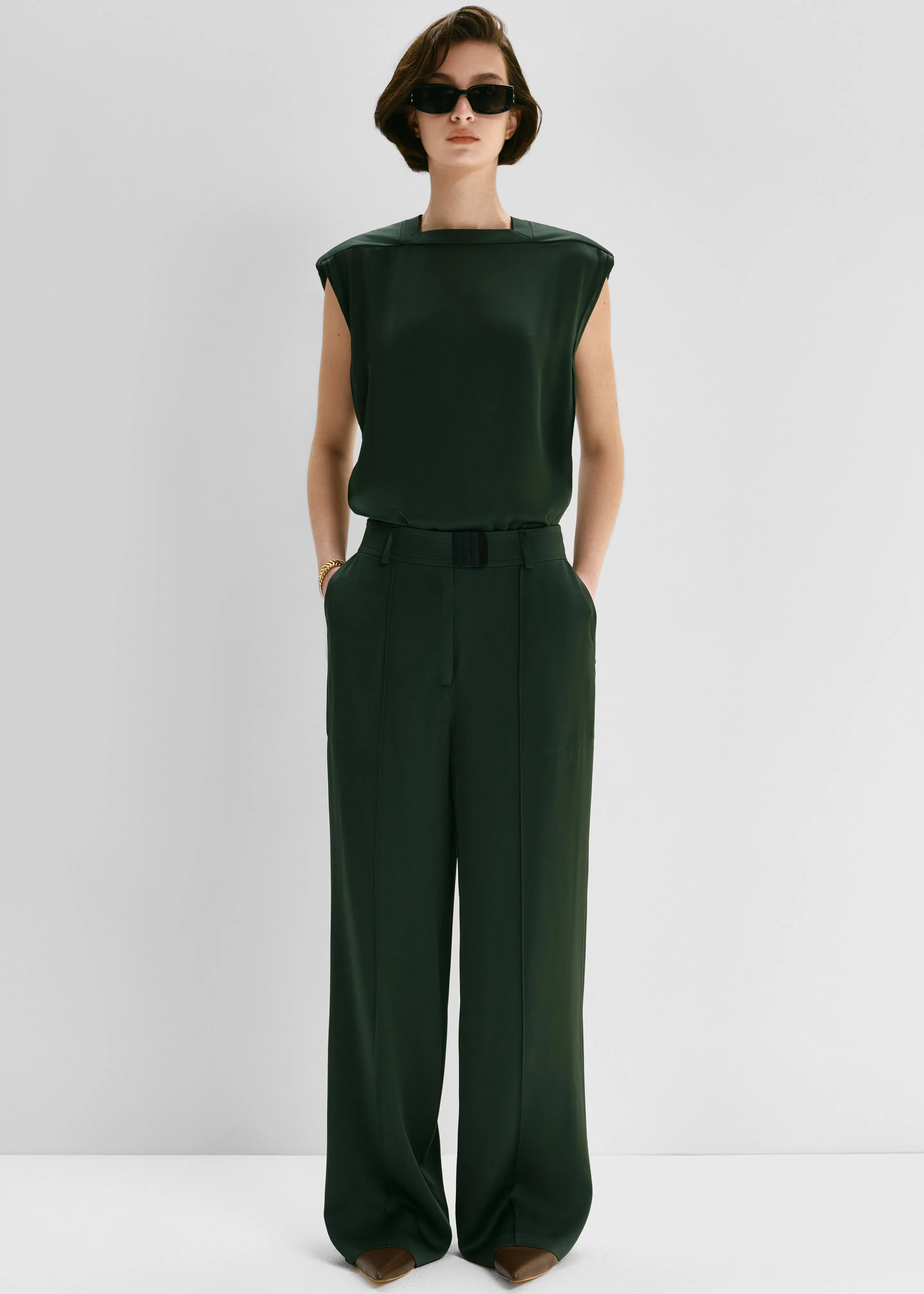 Bevza Square Neck Top - Dark Green sold by Frankie Shop product image thumbnail 3