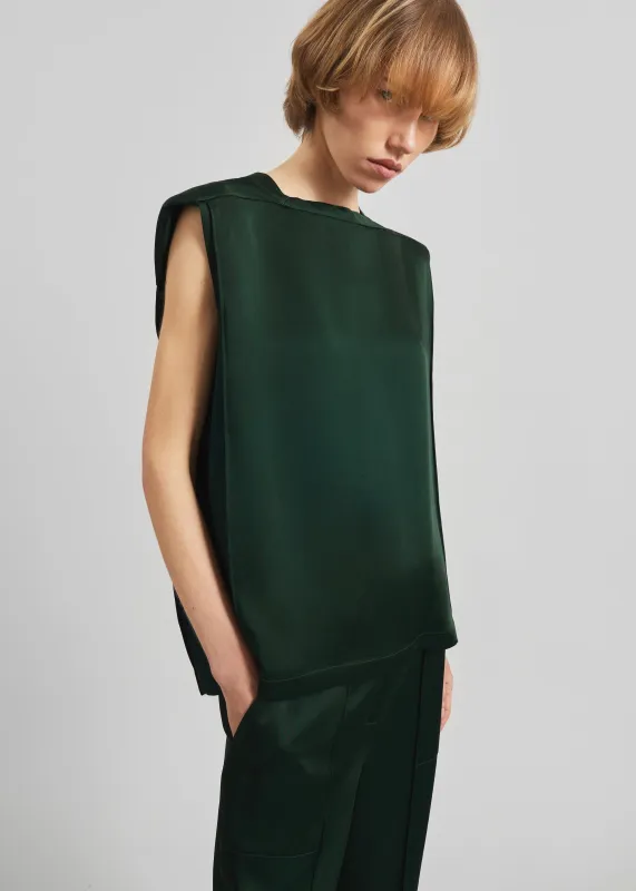 Bevza Square Neck Top - Dark Green sold by Frankie Shop