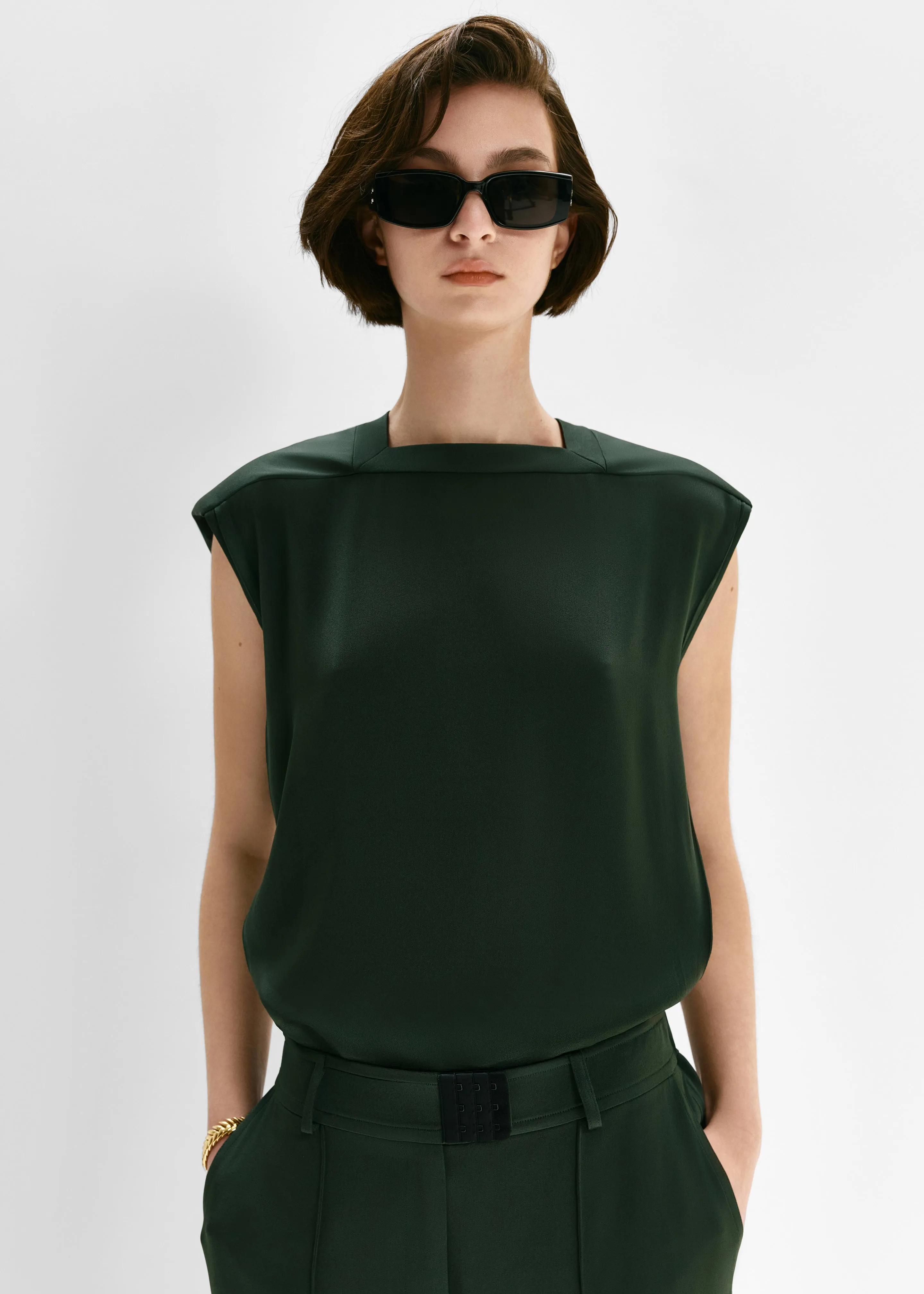 Bevza Square Neck Top - Dark Green sold by Frankie Shop product image thumbnail 4