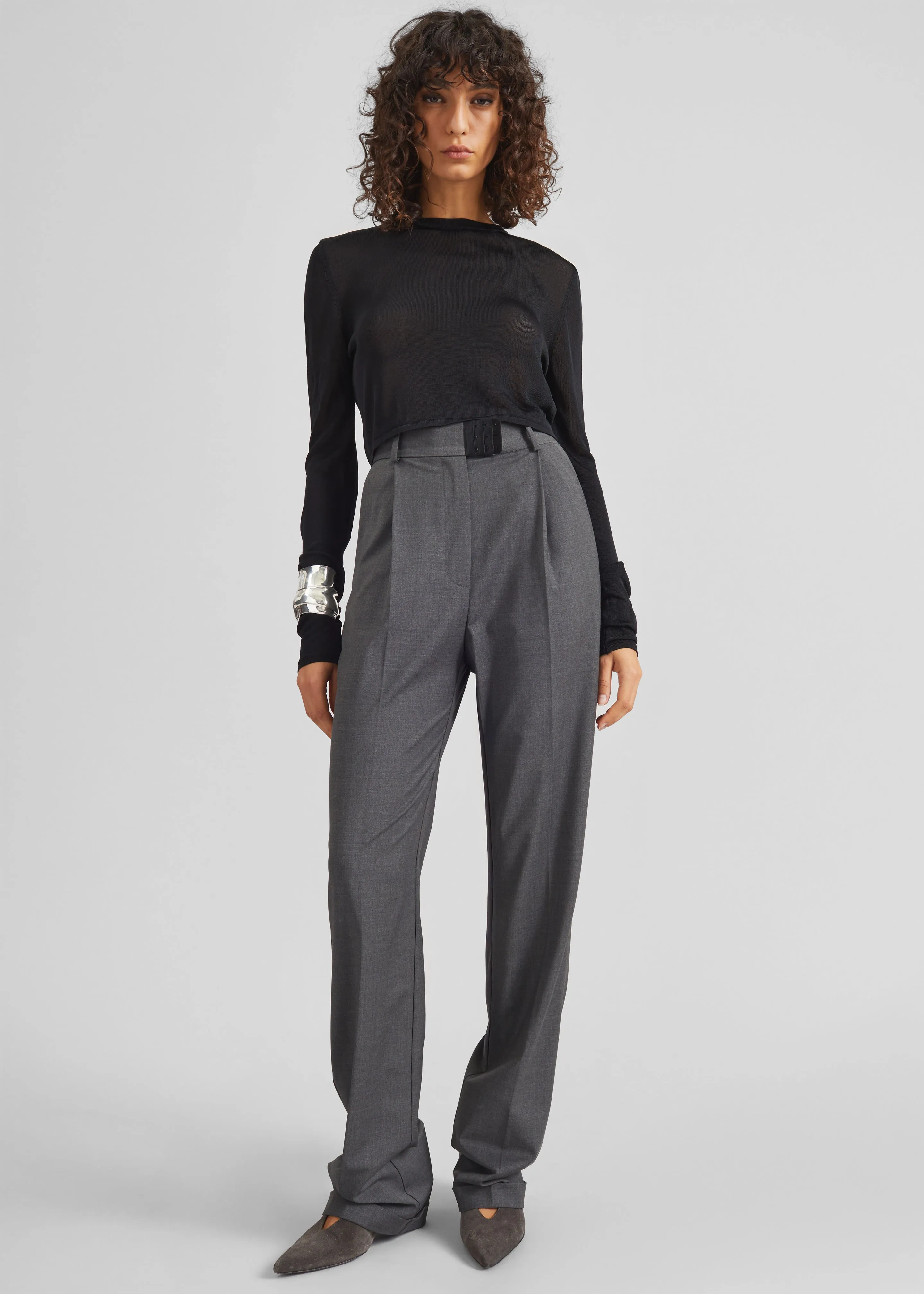 Bevza High-Waisted Trousers - Dark Grey sold by Frankie Shop